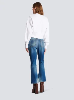 Eco-responsible Cotton Cropped Sweatshirt With Logo Print-Balmain Hot