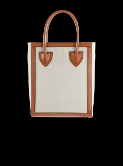 Ecru Canvas B-Army 26 Bag With Brown Leather Panels-Balmain Flash Sale