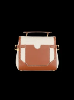 Ecru Canvas B-Buzz 23 Bag With Leather Panels-Balmain Outlet