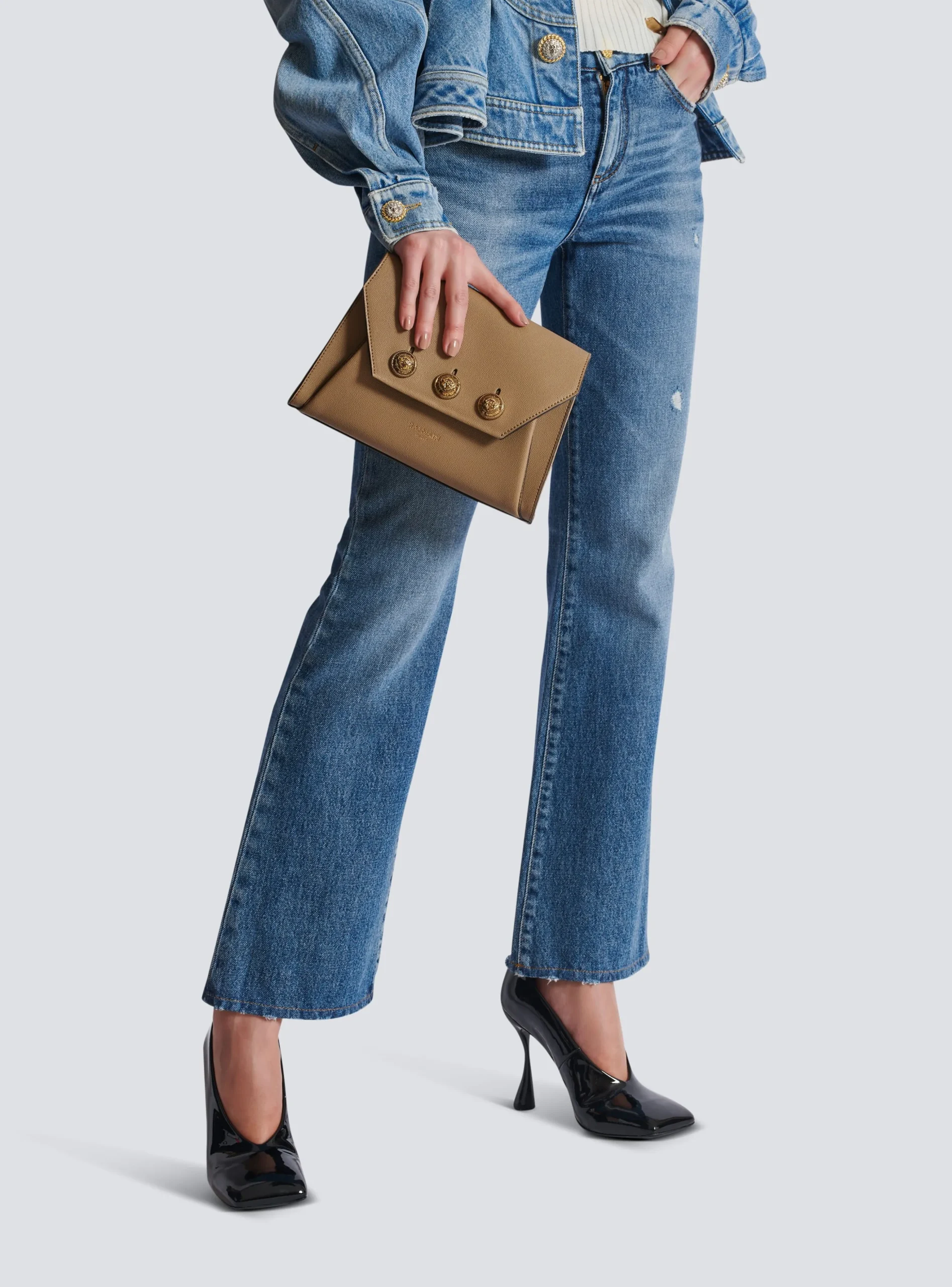 Emblème Flap Grained Calfskin Bag-Balmain Clearance