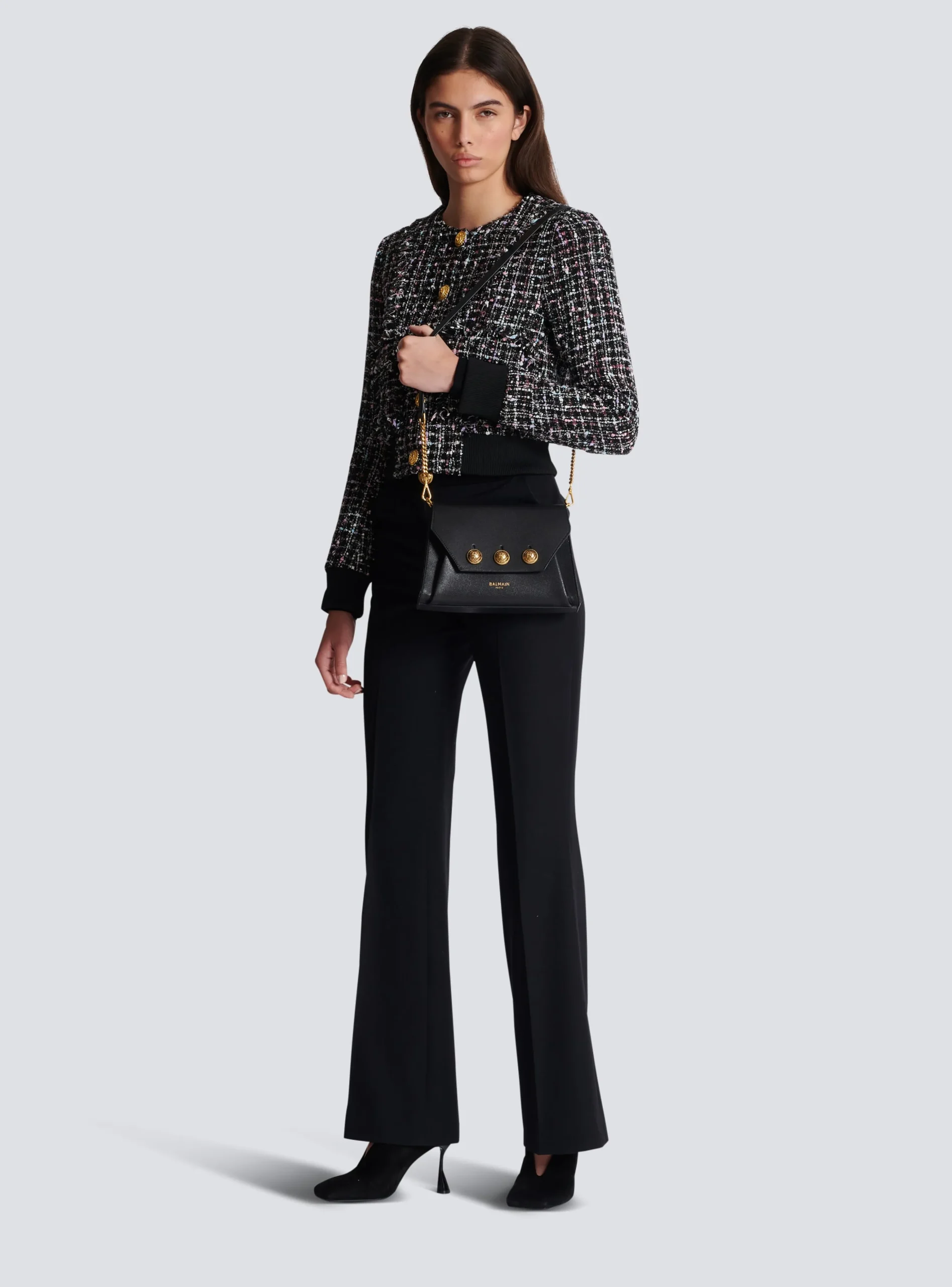 Emblème Flap Grained Calfskin Bag-Balmain Clearance