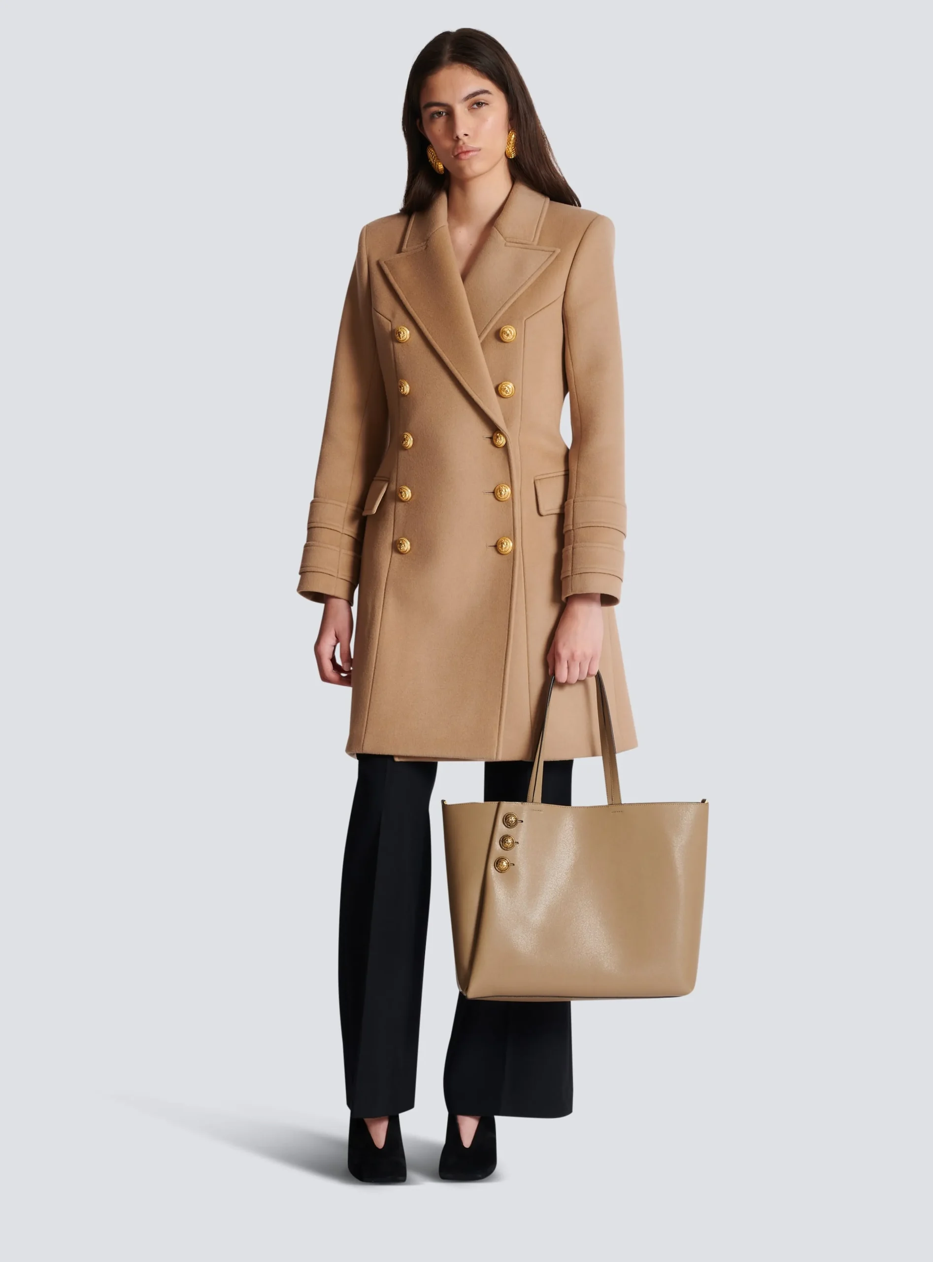 Emblème Grained Calfskin Tote Bag-Balmain Cheap