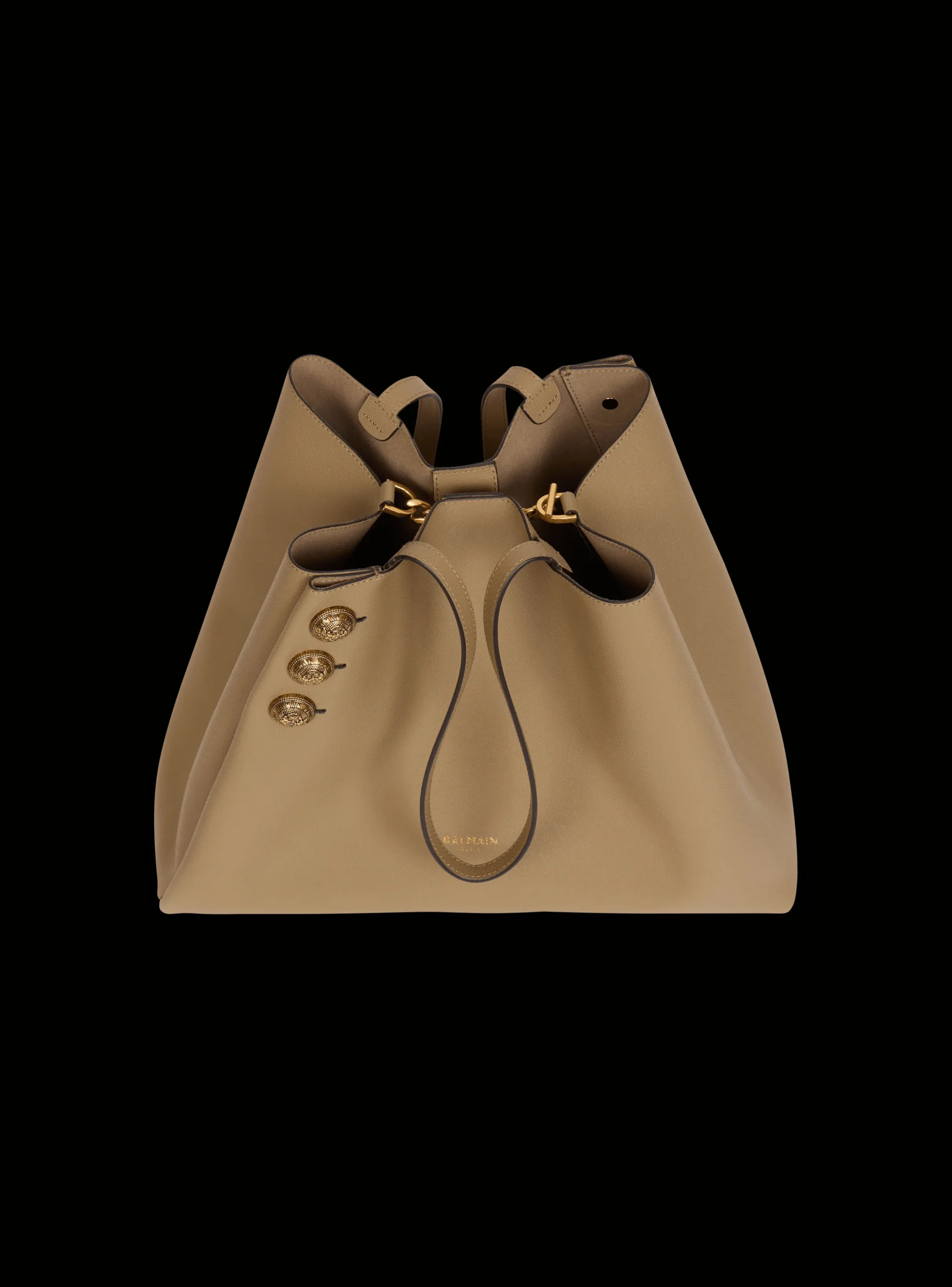 Emblème Grained Calfskin Tote Bag-Balmain Cheap