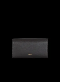 Emblème Grained Calfskin Clutch-Balmain Hot