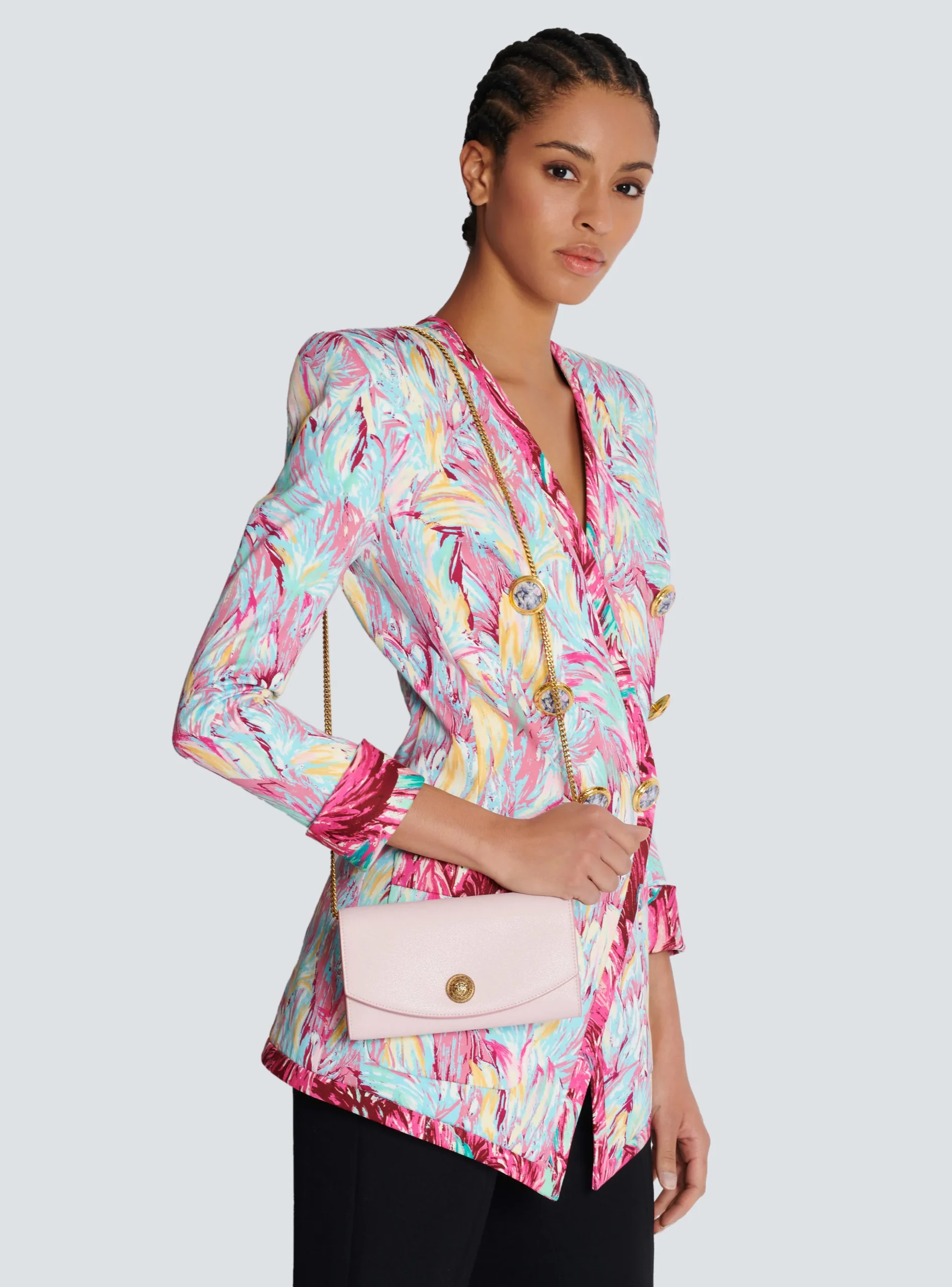 Emblème Grained Calfskin Clutch-Balmain Flash Sale