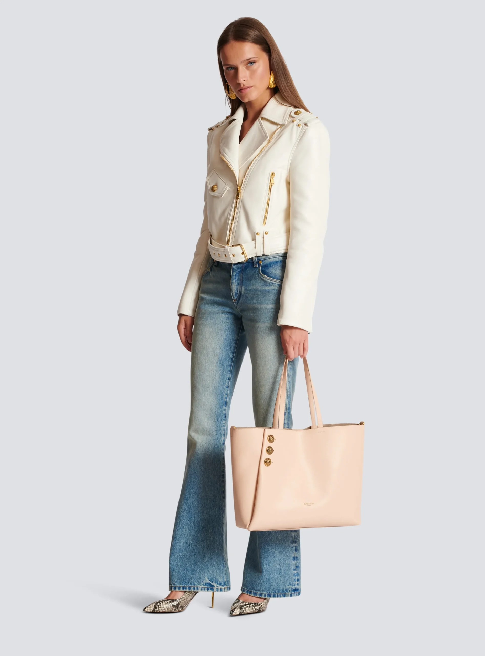 Emblème Grained Leather Tote Bag-Balmain Best Sale