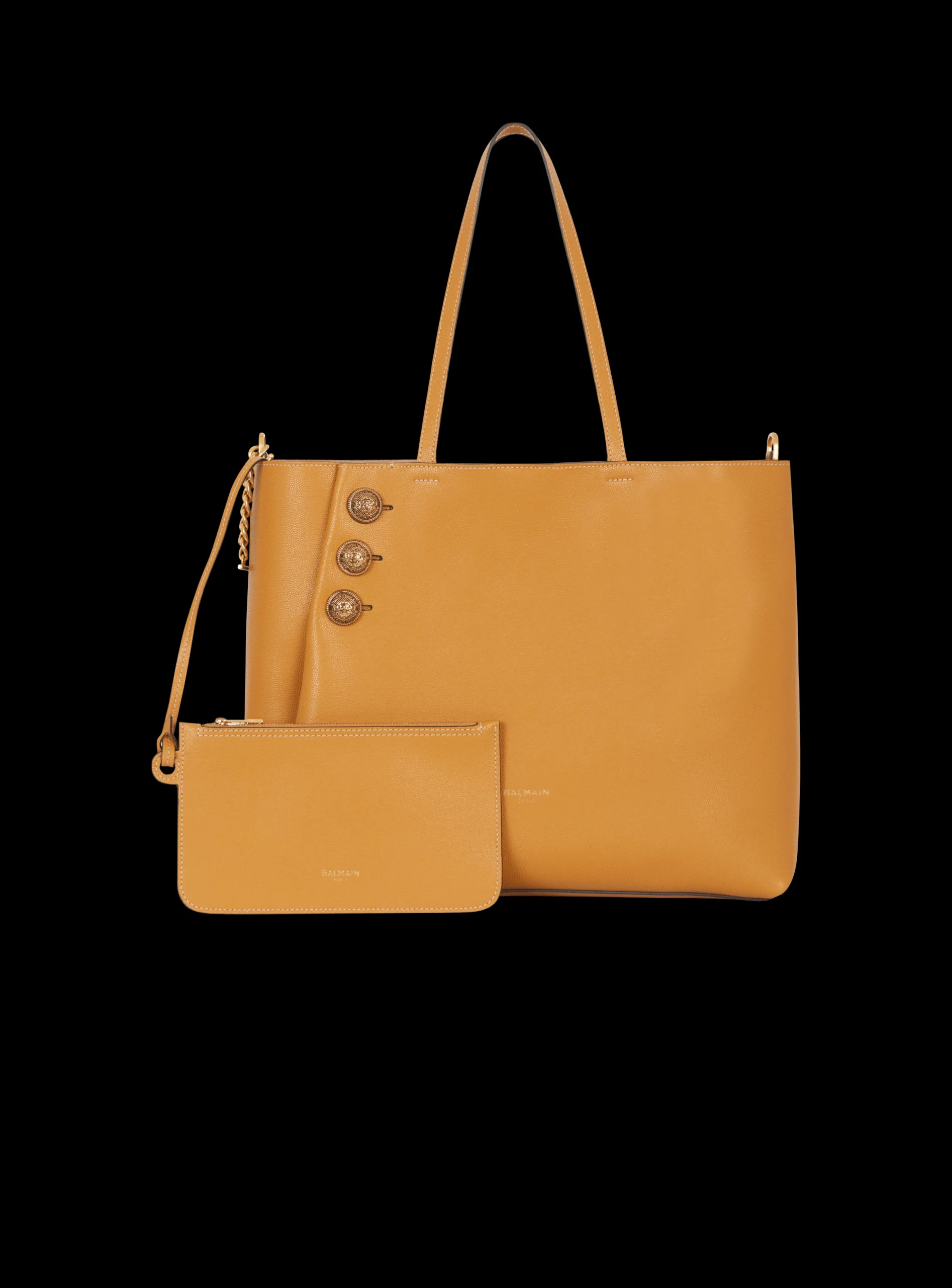Emblème Grained Leather Tote Bag-Balmain Fashion