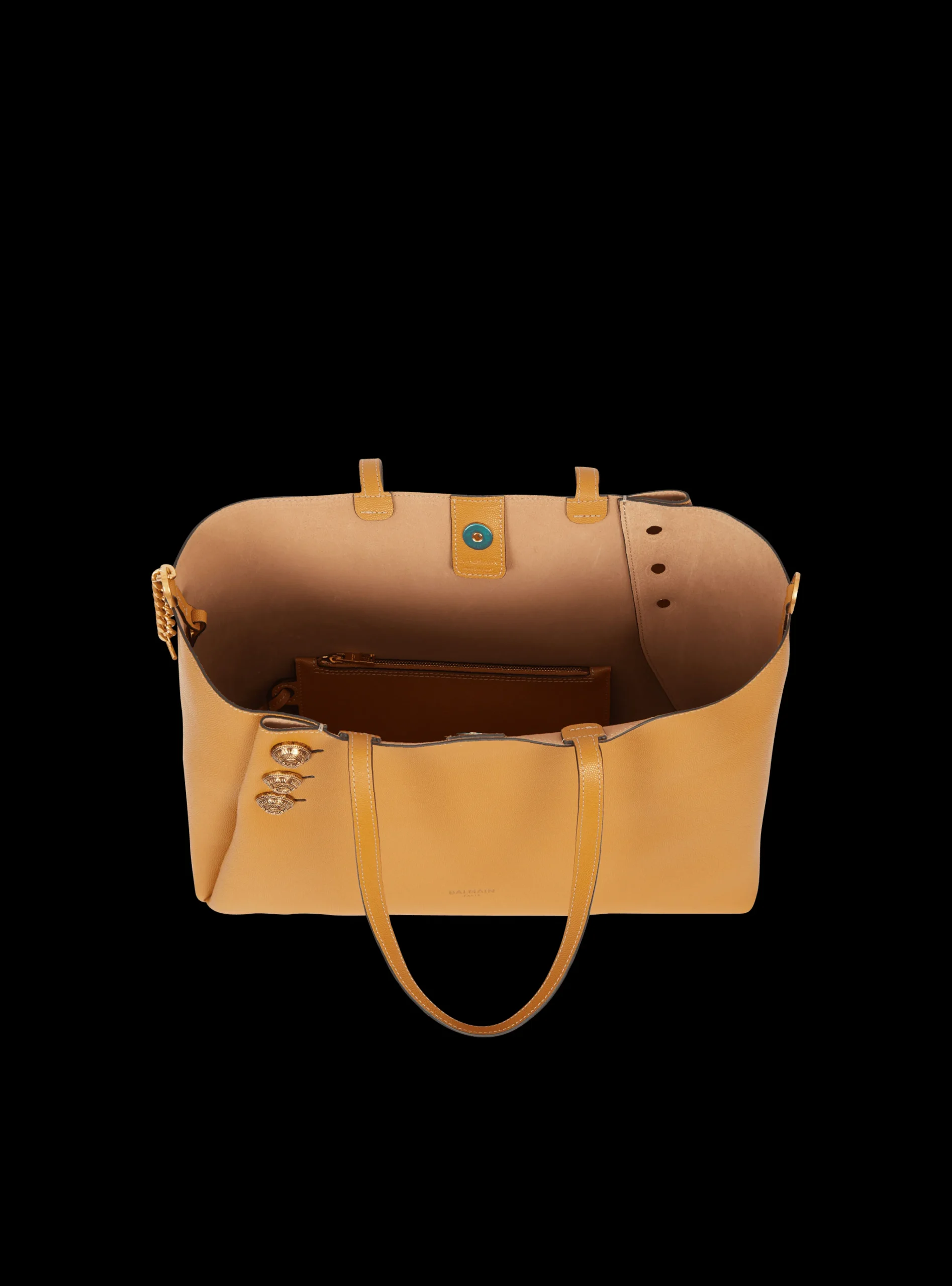 Emblème Grained Leather Tote Bag-Balmain Fashion