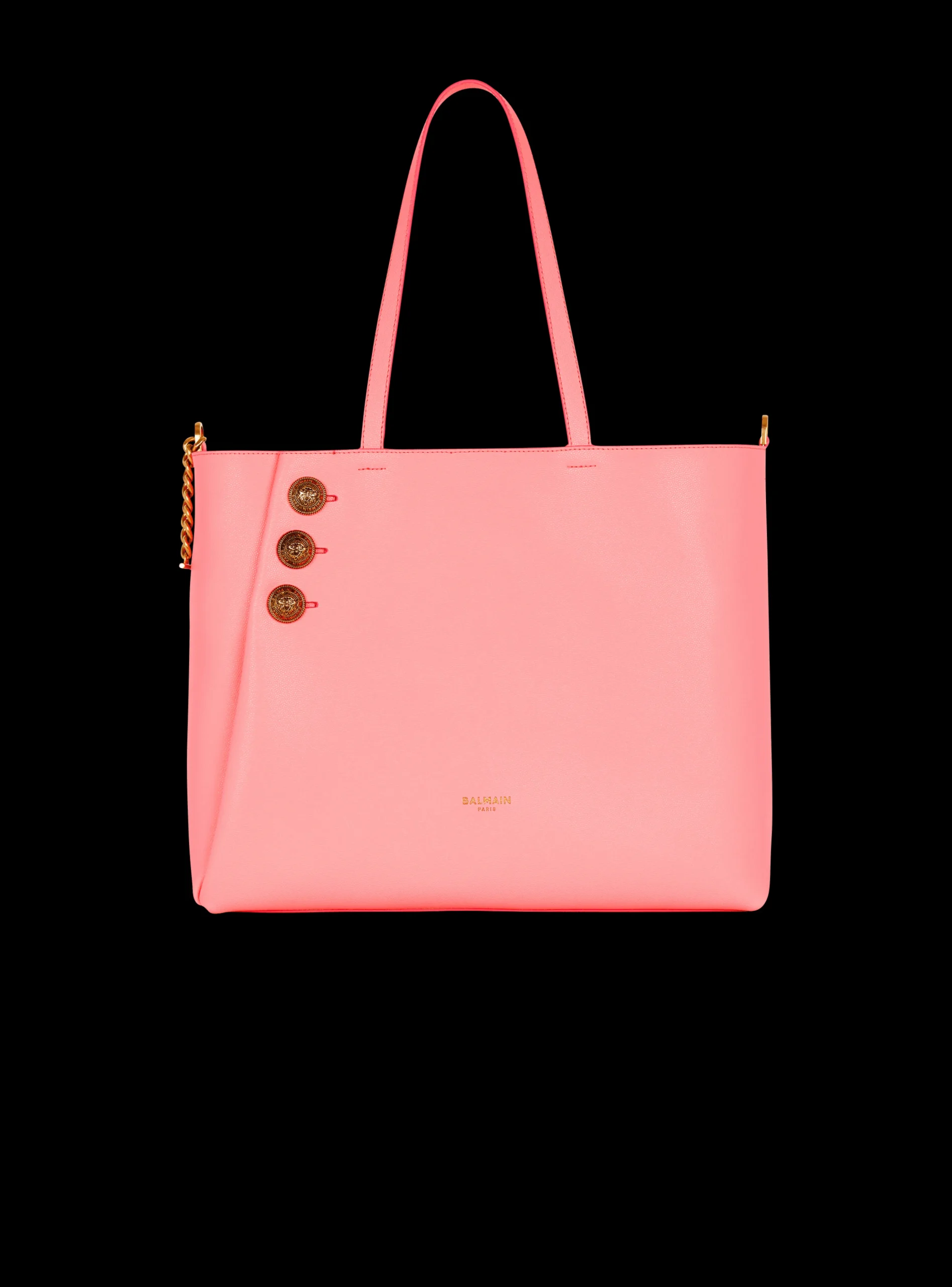 Emblème Grained Leather Tote Bag-Balmain Hot