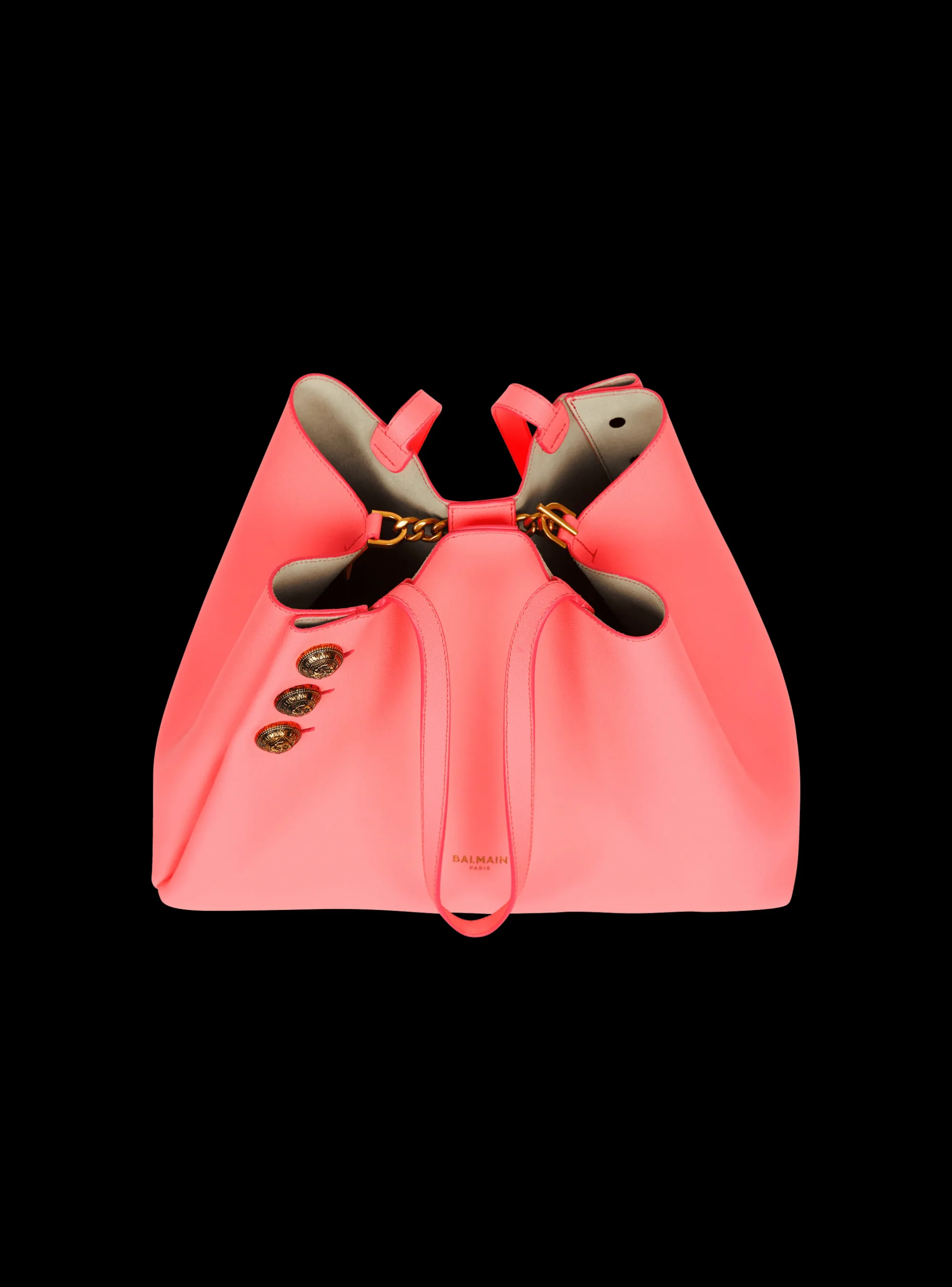 Emblème Grained Leather Tote Bag-Balmain Hot