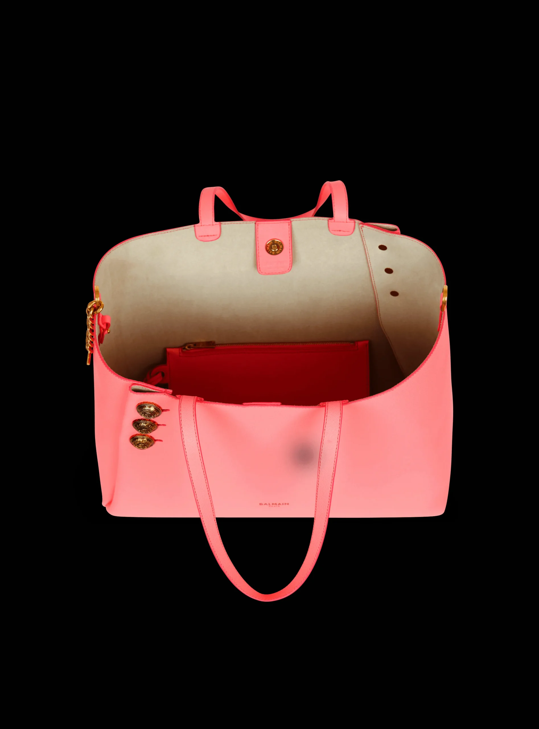 Emblème Grained Leather Tote Bag-Balmain Hot