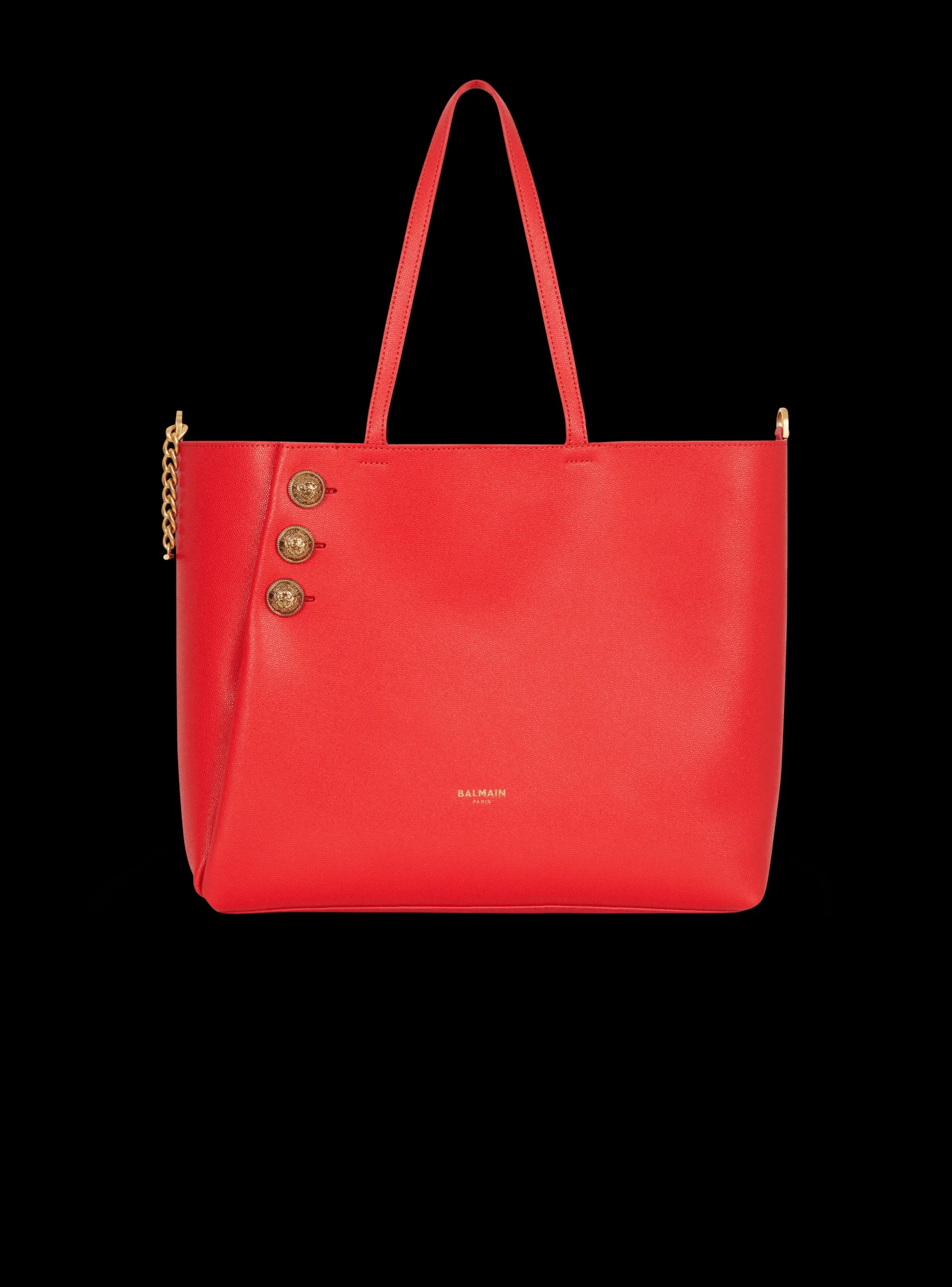 Emblème Grained Leather Tote Bag-Balmain Flash Sale