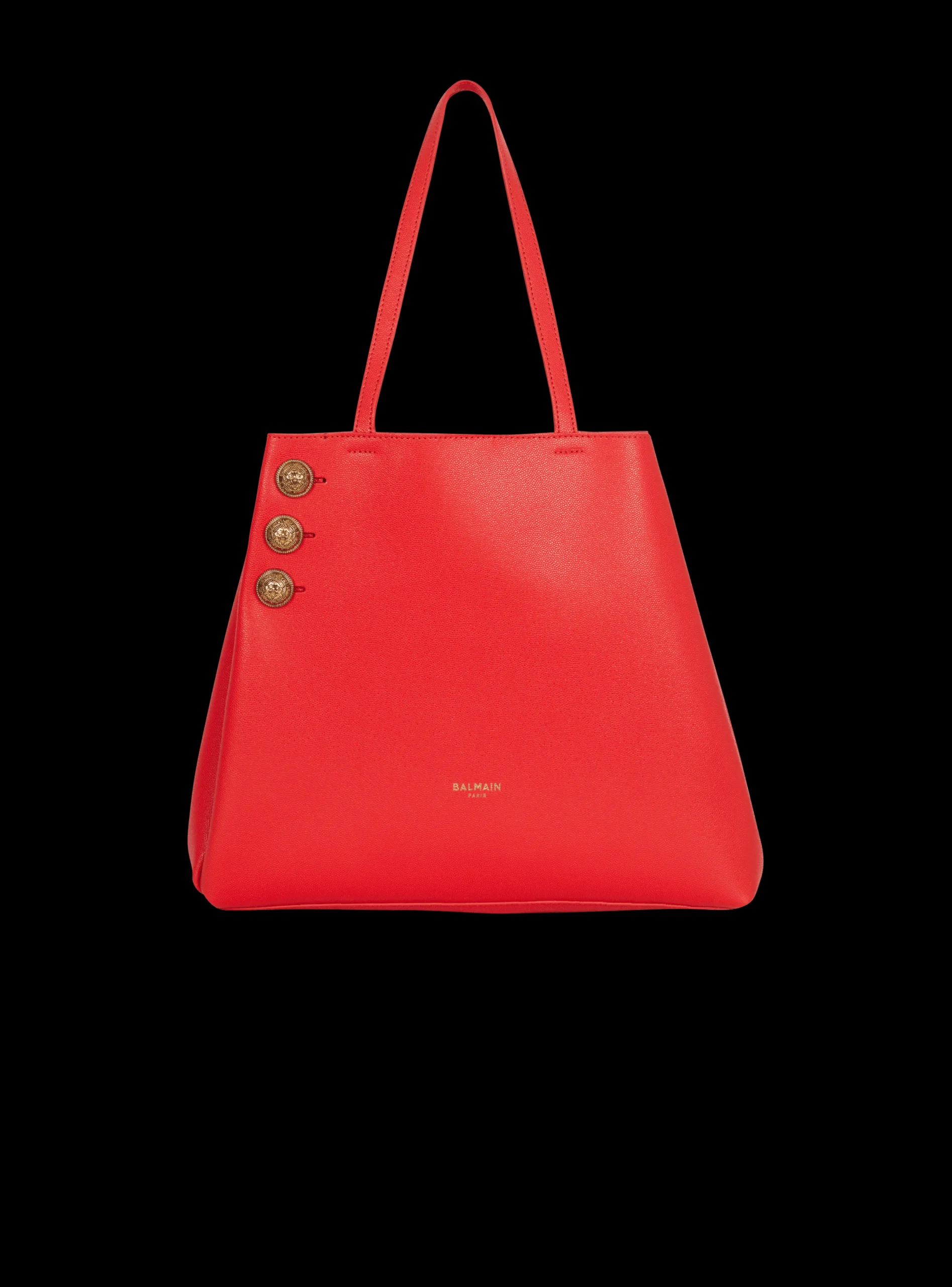 Emblème Grained Leather Tote Bag-Balmain Flash Sale