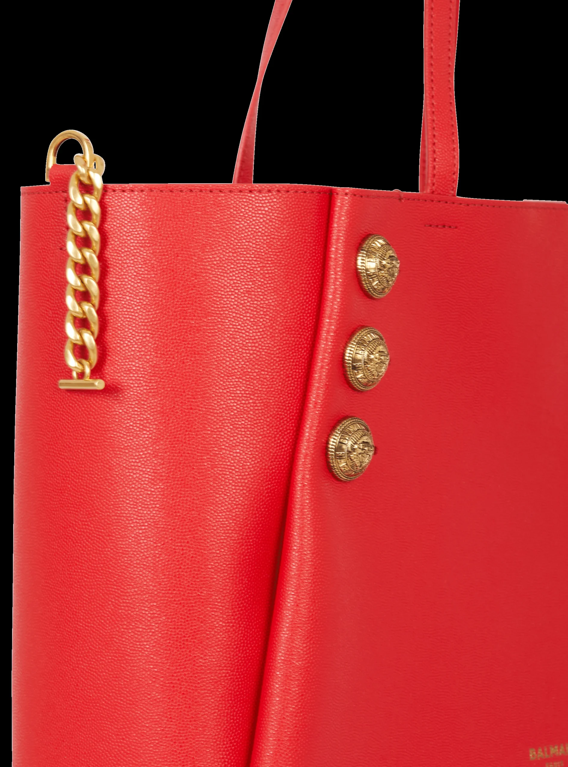 Emblème Grained Leather Tote Bag-Balmain Flash Sale