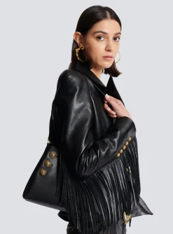 Embl&egrave;me Handbag In Grained Leather-Balmain Outlet