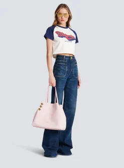Embl&egrave;me Leather Tote Bag-Balmain Discount