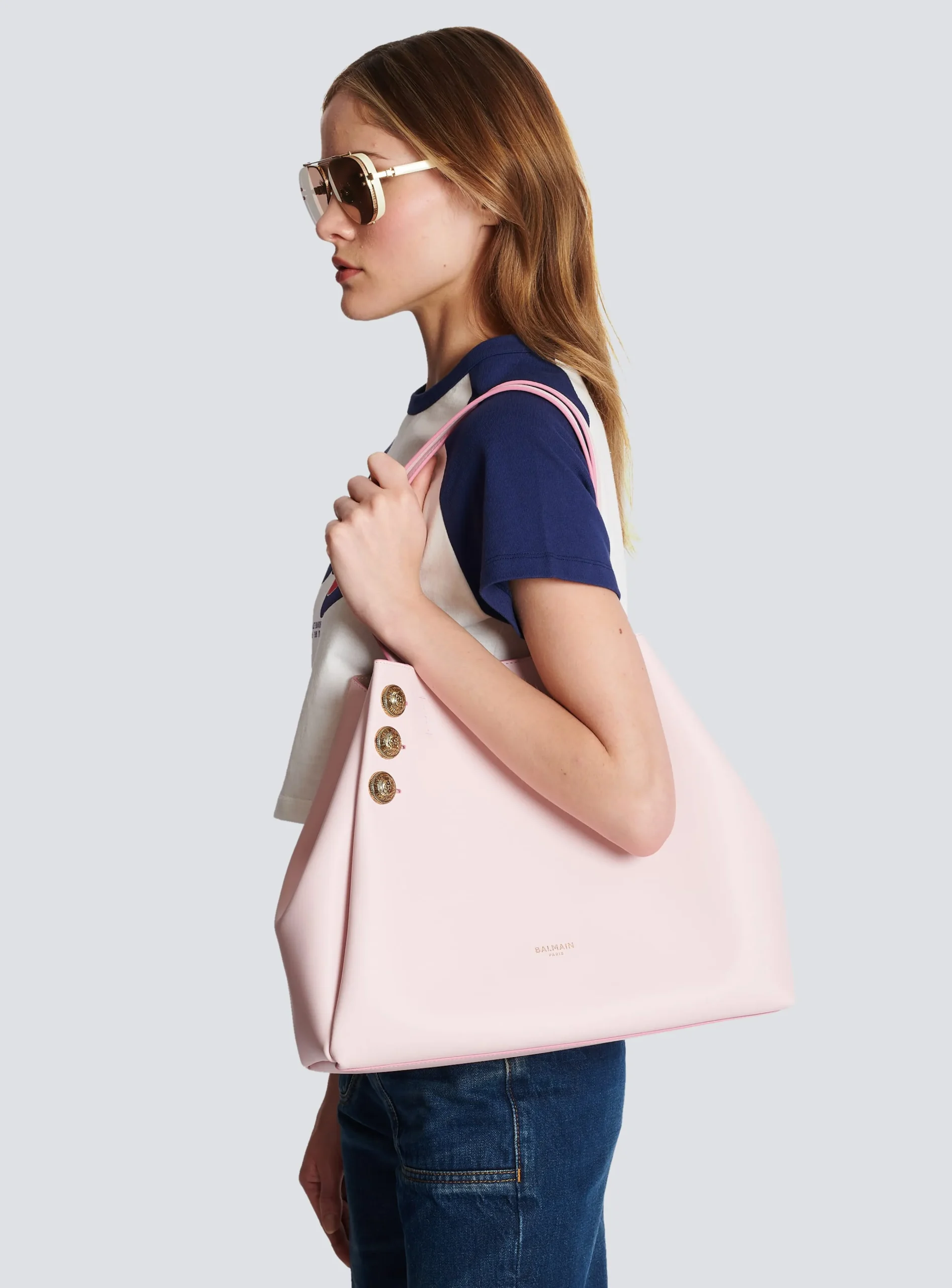 Emblème Leather Tote Bag-Balmain Discount