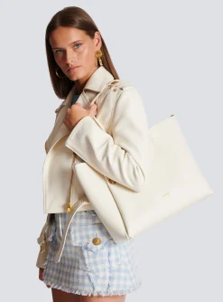 Emblème Leather Tote Bag-Balmain Cheap