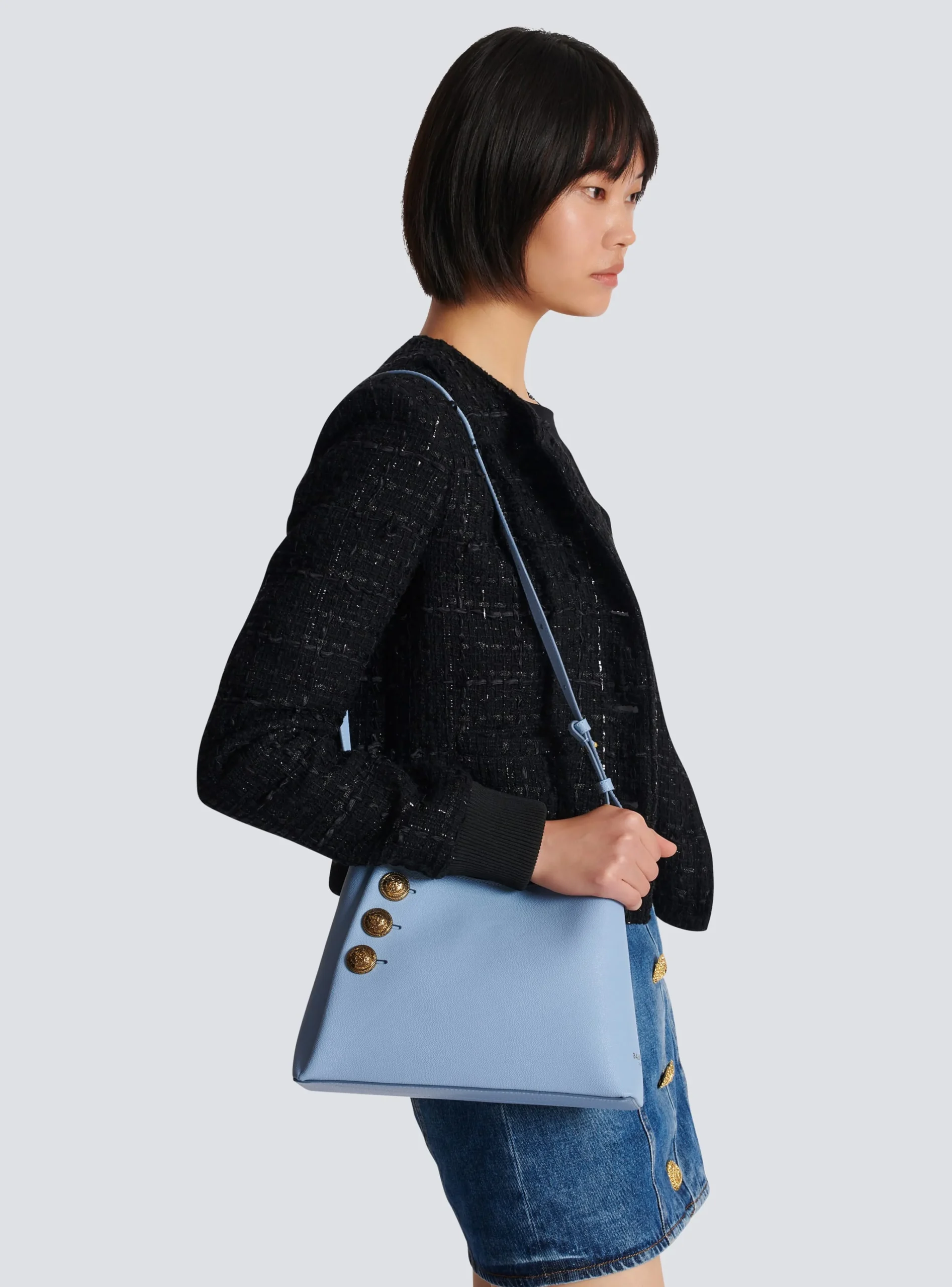 Emblème Shoulder Bag In Grained Calfskin-Balmain Shop