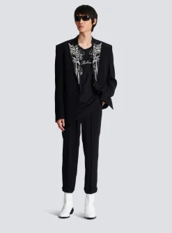 Embroidered Dragon T-shirt With Rhinestones-Balmain Store