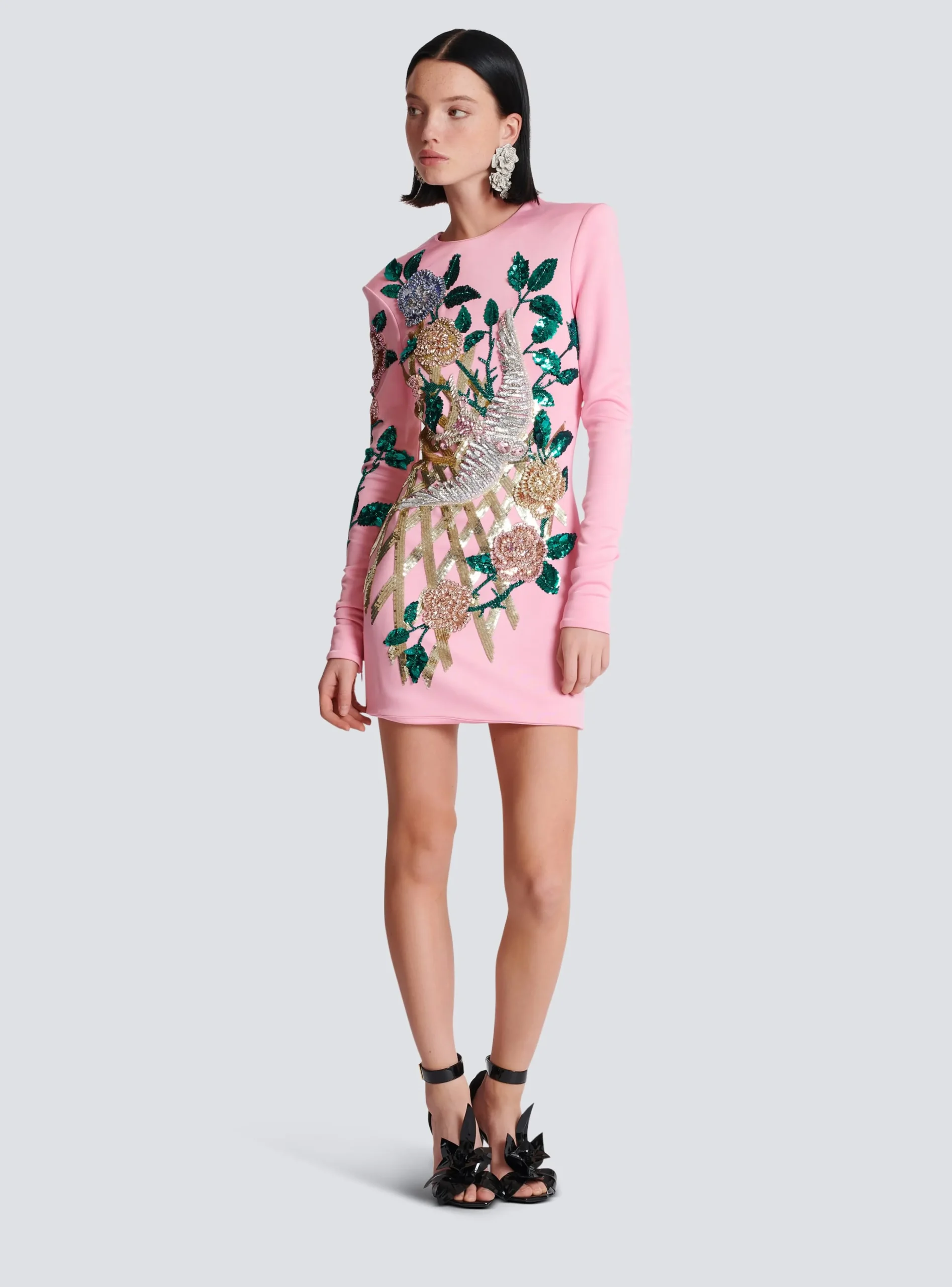 Embroidered Roses Dress-Balmain Fashion