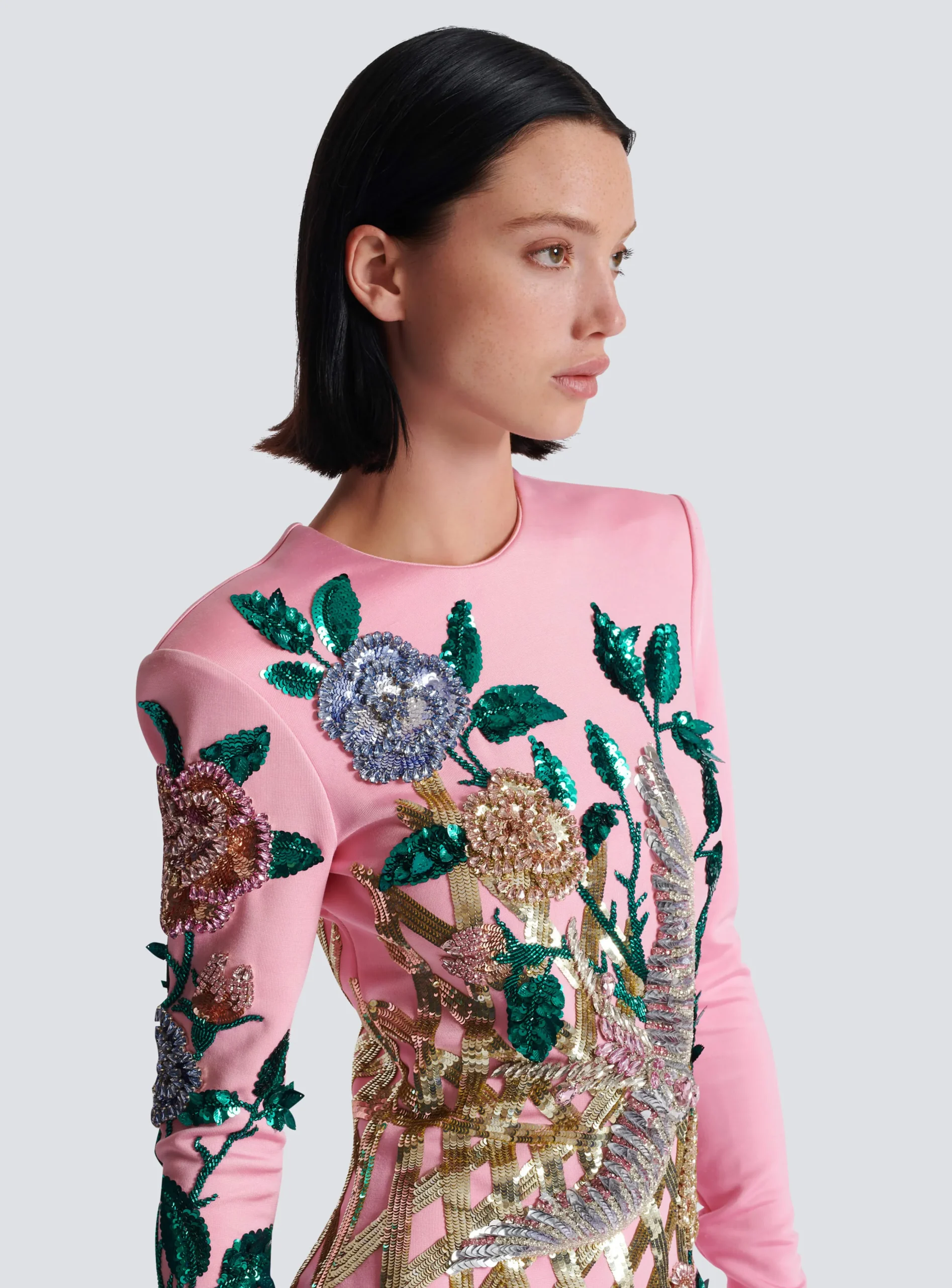 Embroidered Roses Dress-Balmain Fashion