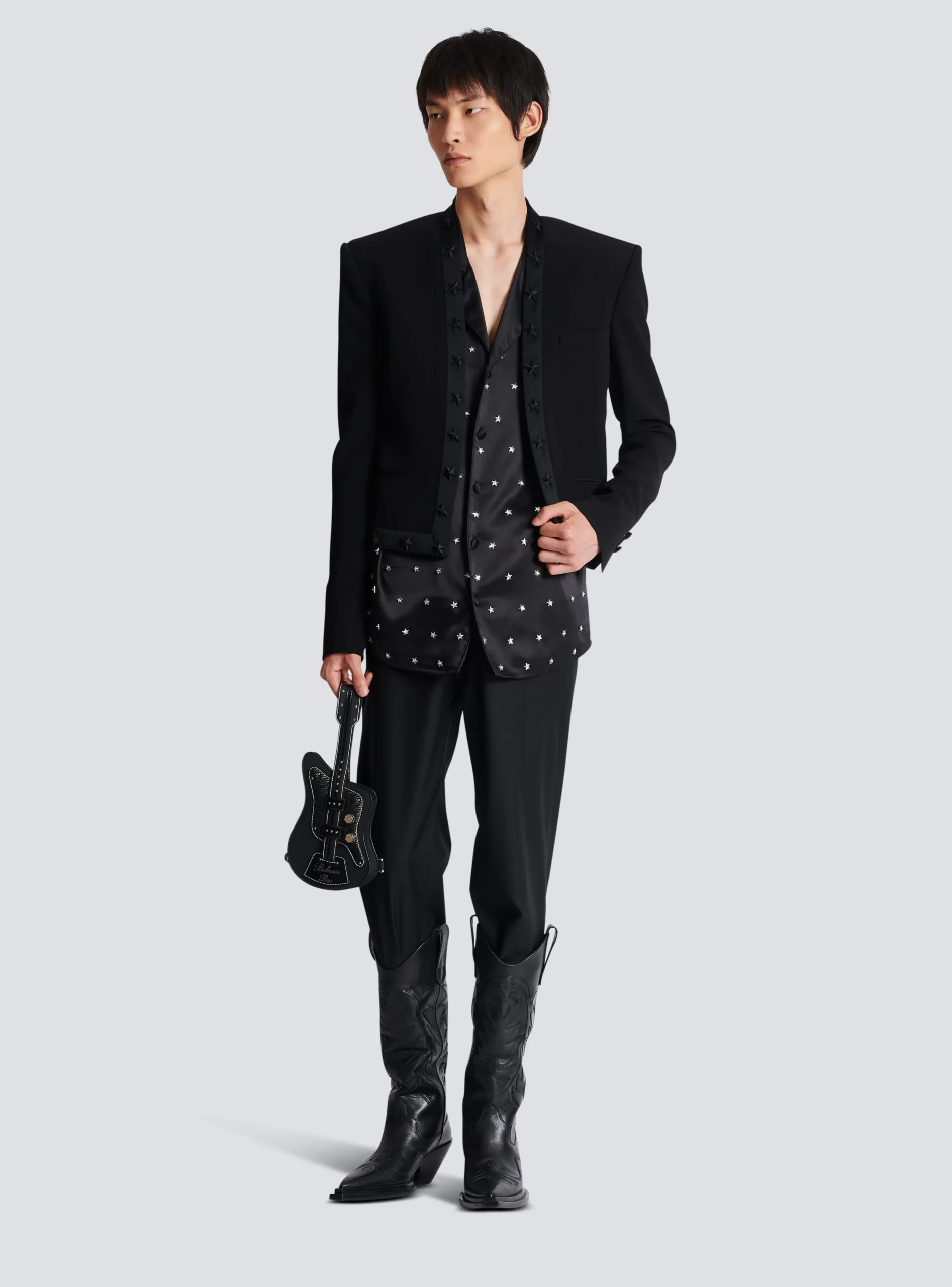 Embroidered Silk Stars Shirt-Balmain Best Sale
