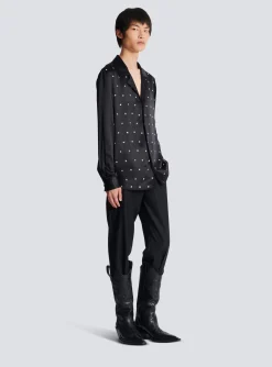 Embroidered Silk Stars Shirt-Balmain Best Sale