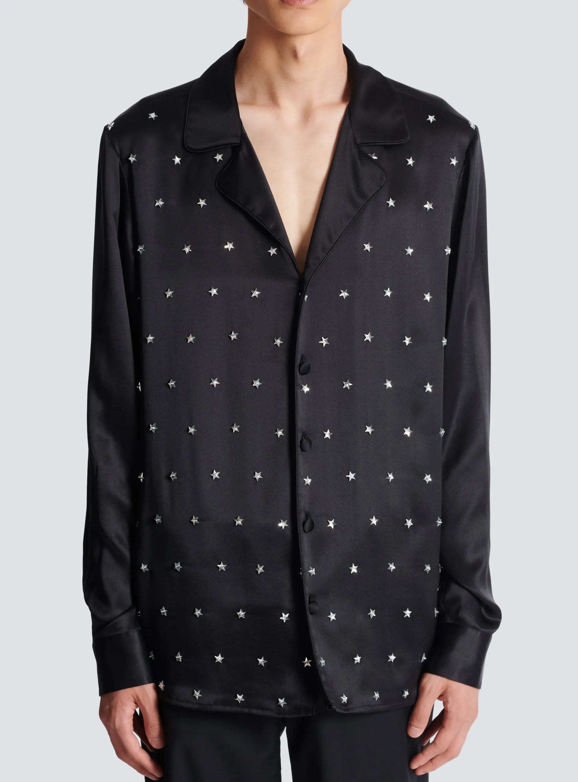 Embroidered Silk Stars Shirt-Balmain Best Sale