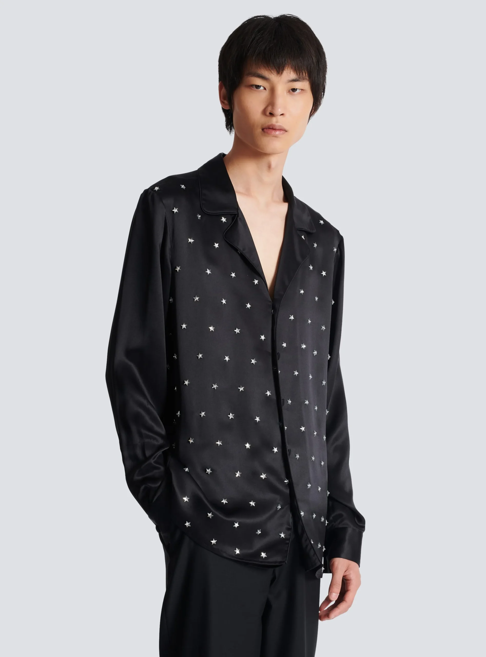 Embroidered Silk Stars Shirt-Balmain Best Sale