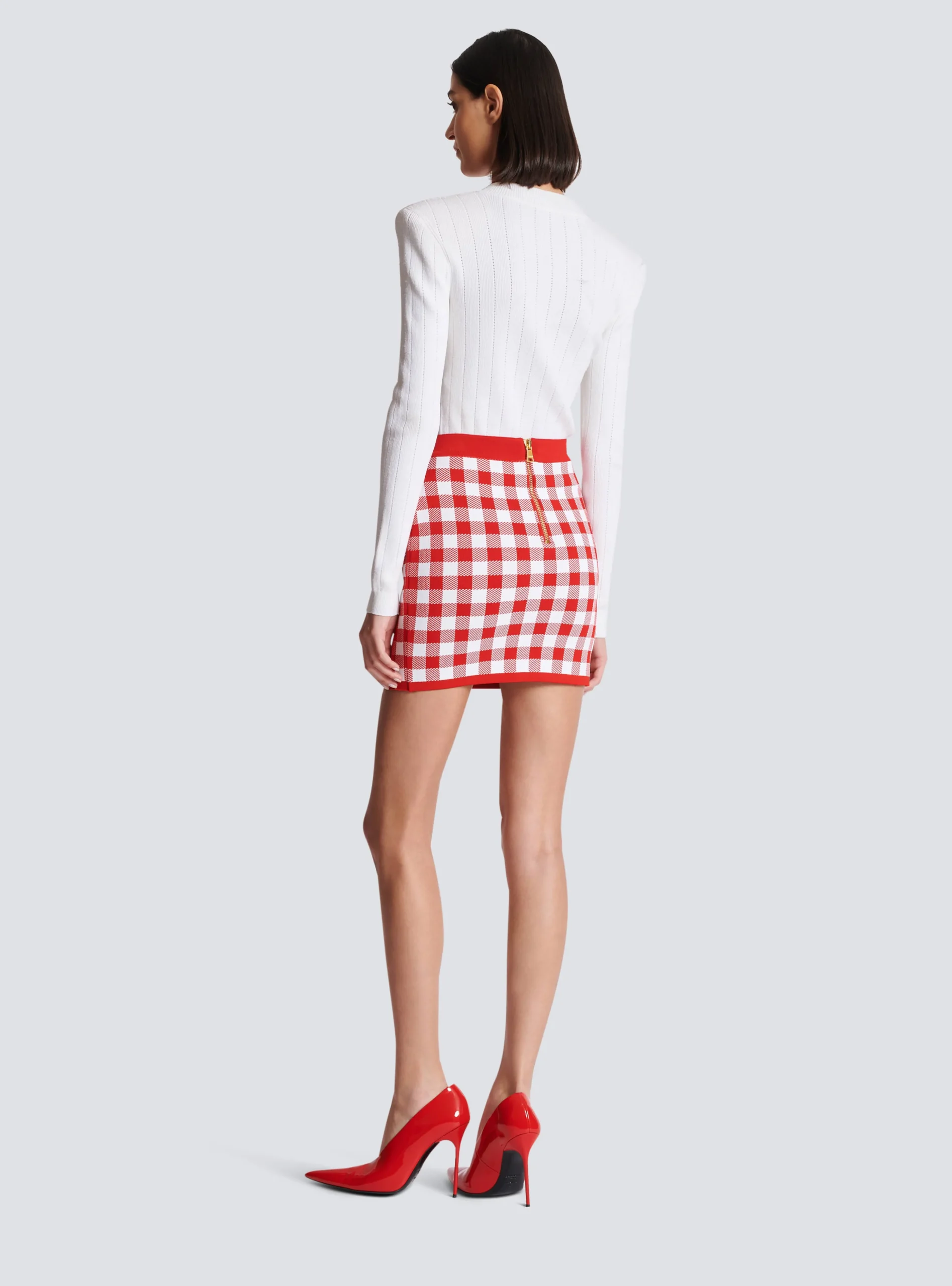 Fine-knit Gingham Skirt-Balmain Store