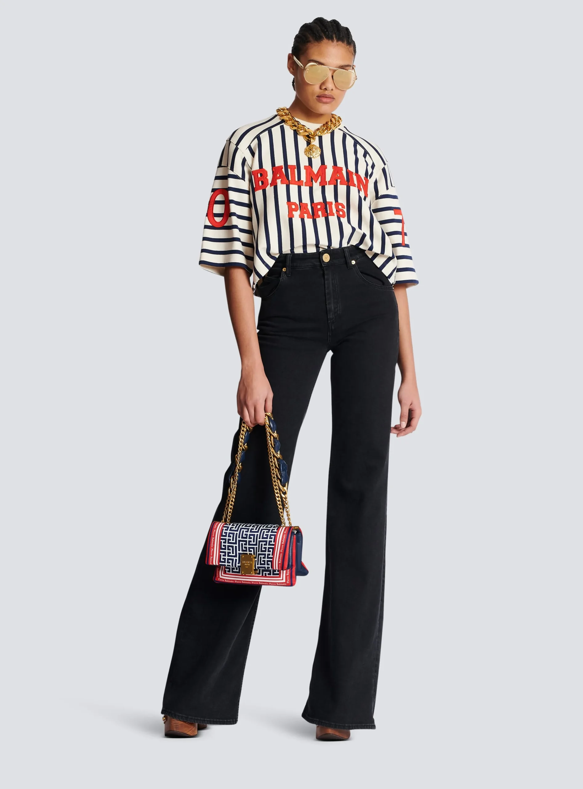 Flared Denim Jeans-Balmain Store