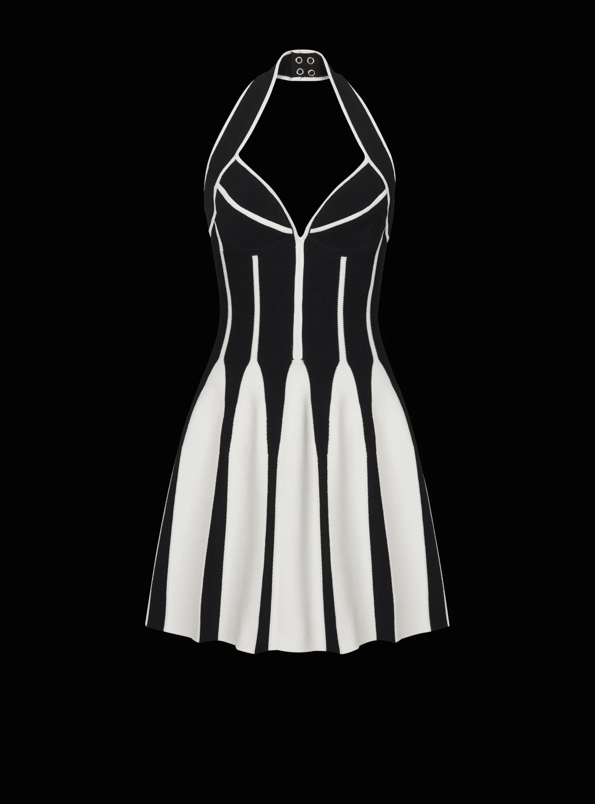Flared Halterneck Knit Dress-Balmain Clearance