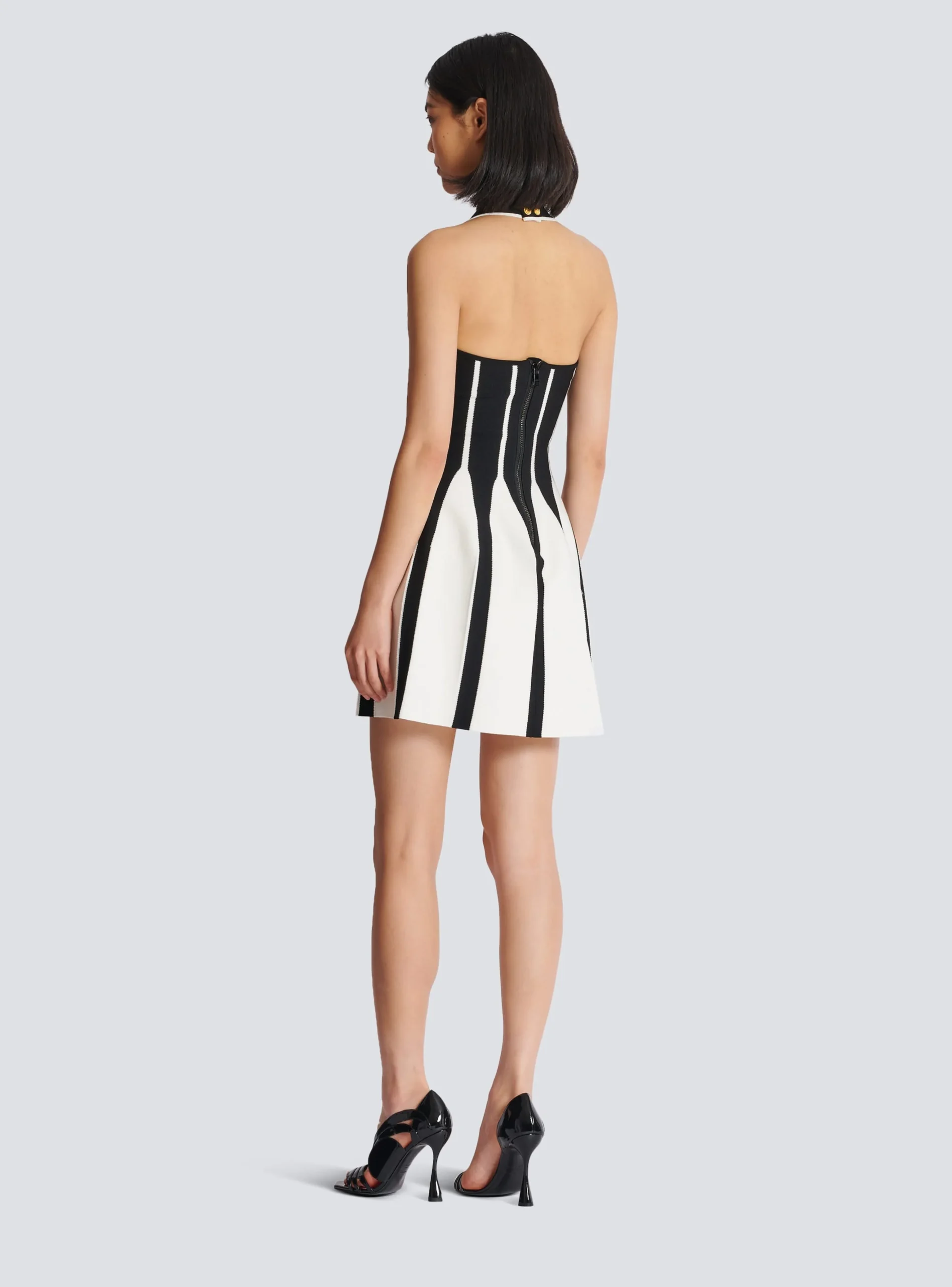 Flared Halterneck Knit Dress-Balmain Clearance