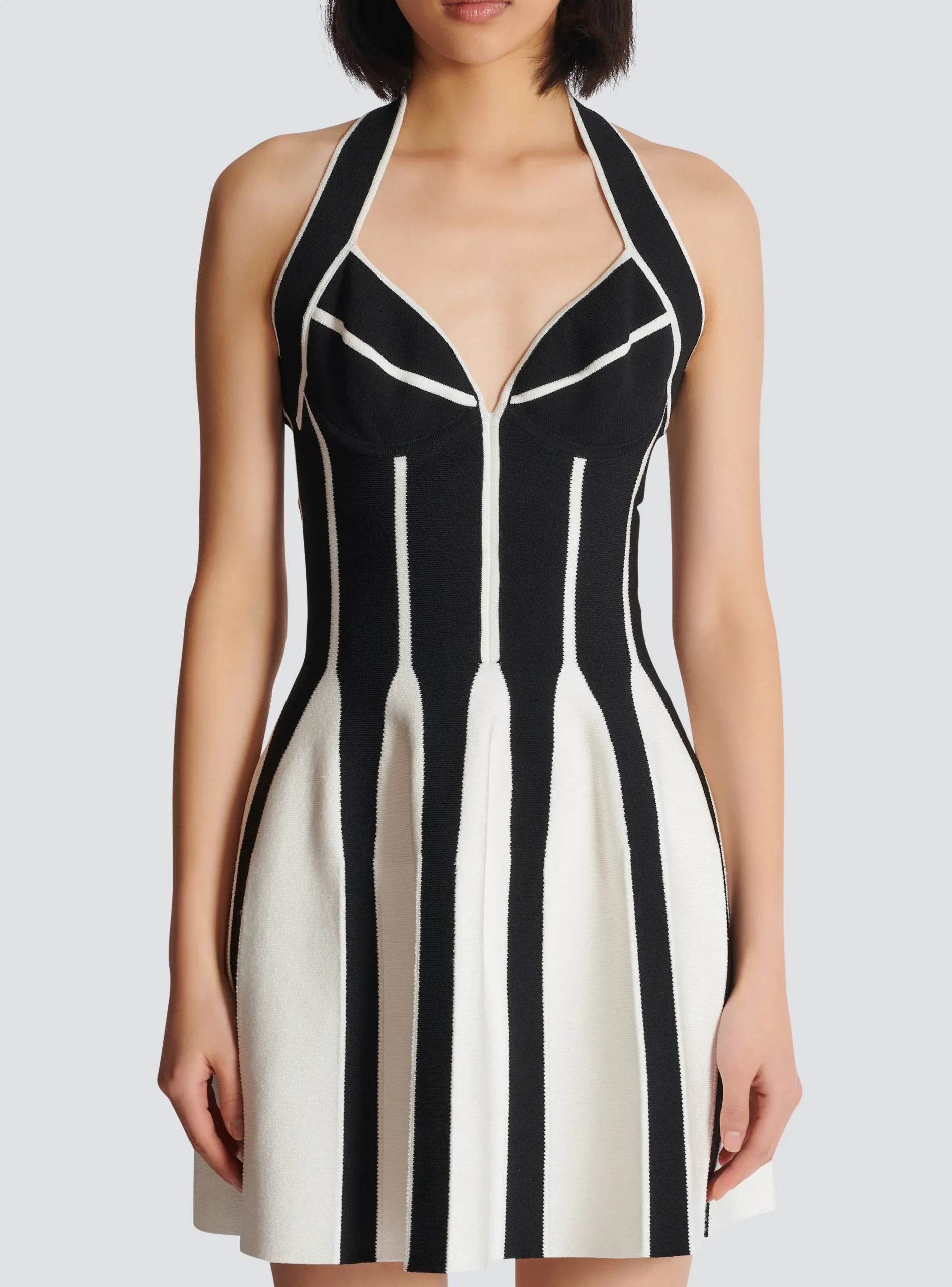 Flared Halterneck Knit Dress-Balmain Clearance