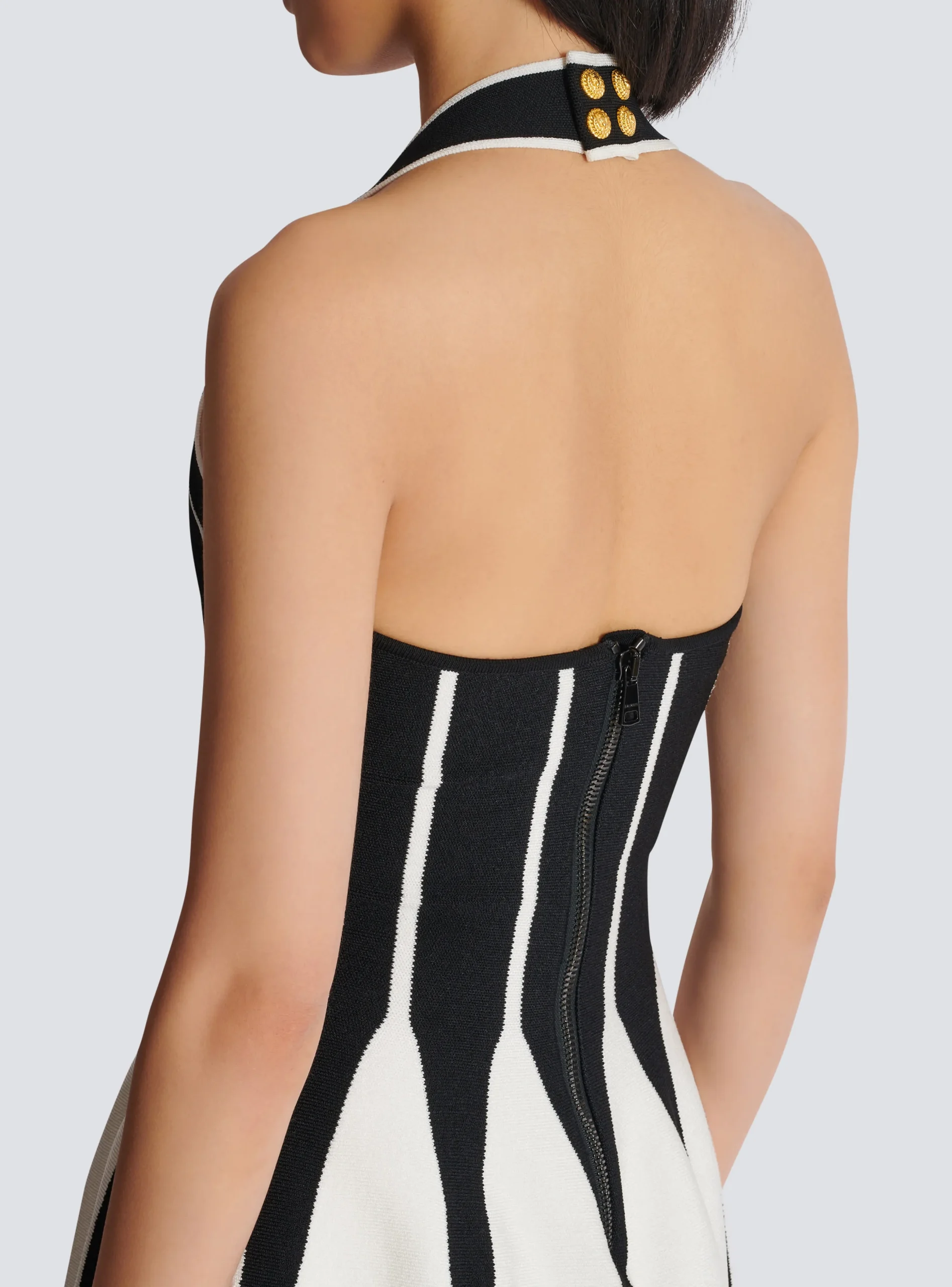 Flared Halterneck Knit Dress-Balmain Clearance