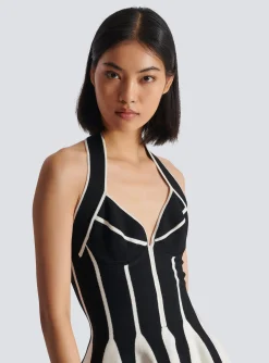 Flared Halterneck Knit Dress-Balmain Clearance