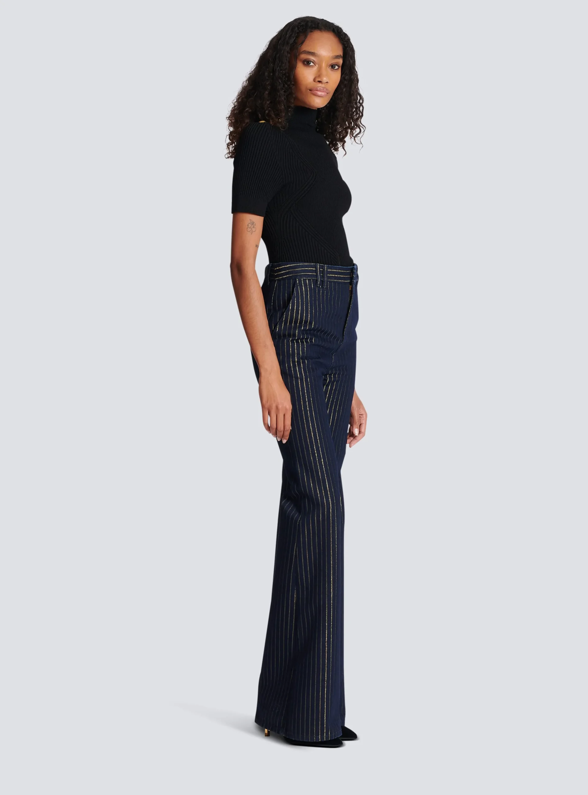 Flared Jeans With Lurex Stripes-Balmain Store