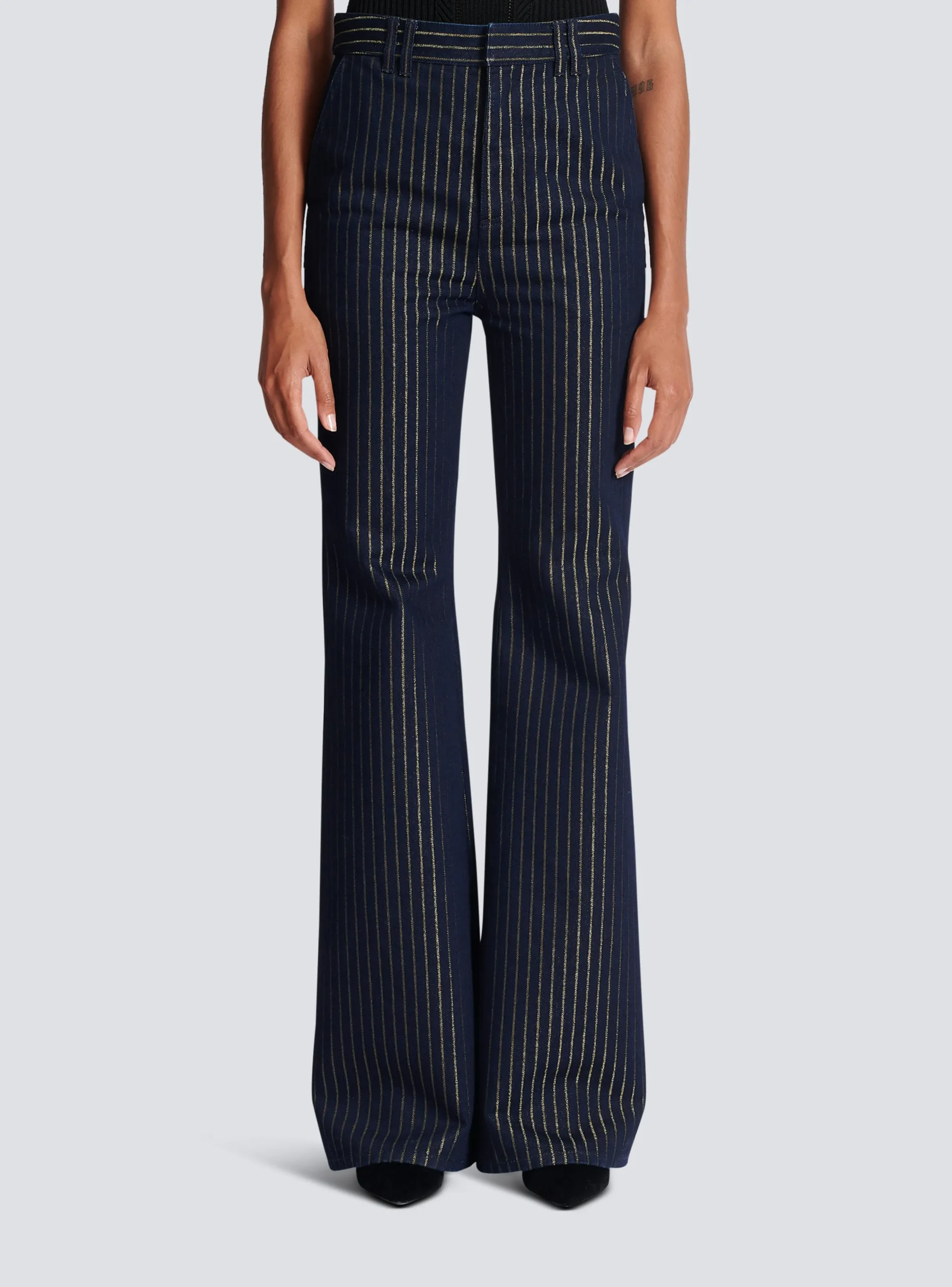 Flared Jeans With Lurex Stripes-Balmain Store