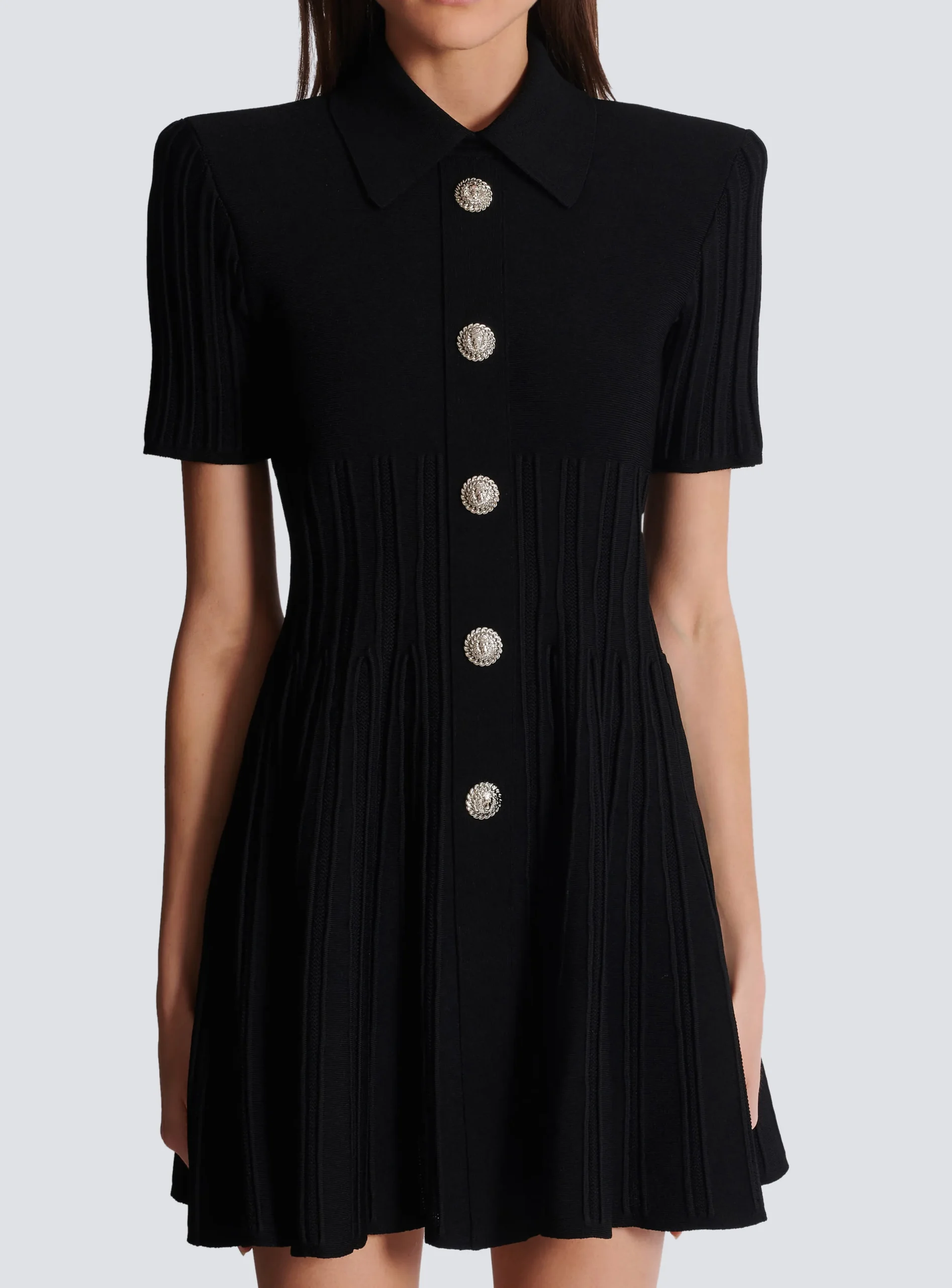 Flared Knit Dress With Buttons-Balmain Clearance