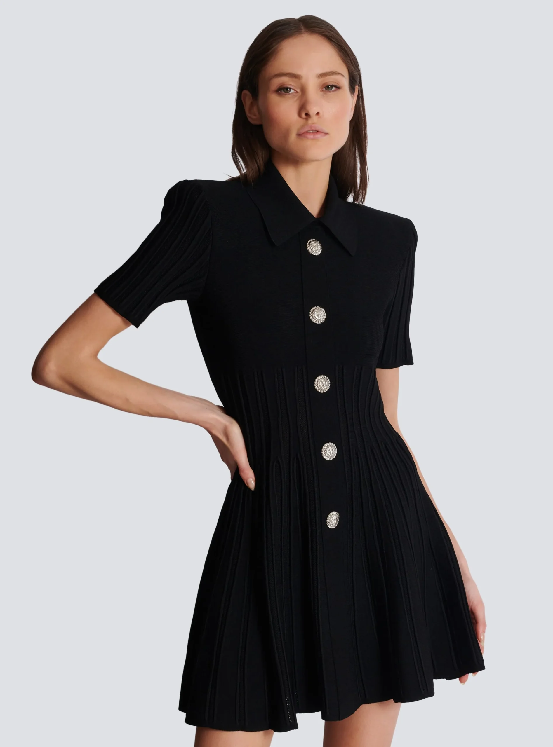 Flared Knit Dress With Buttons-Balmain Clearance