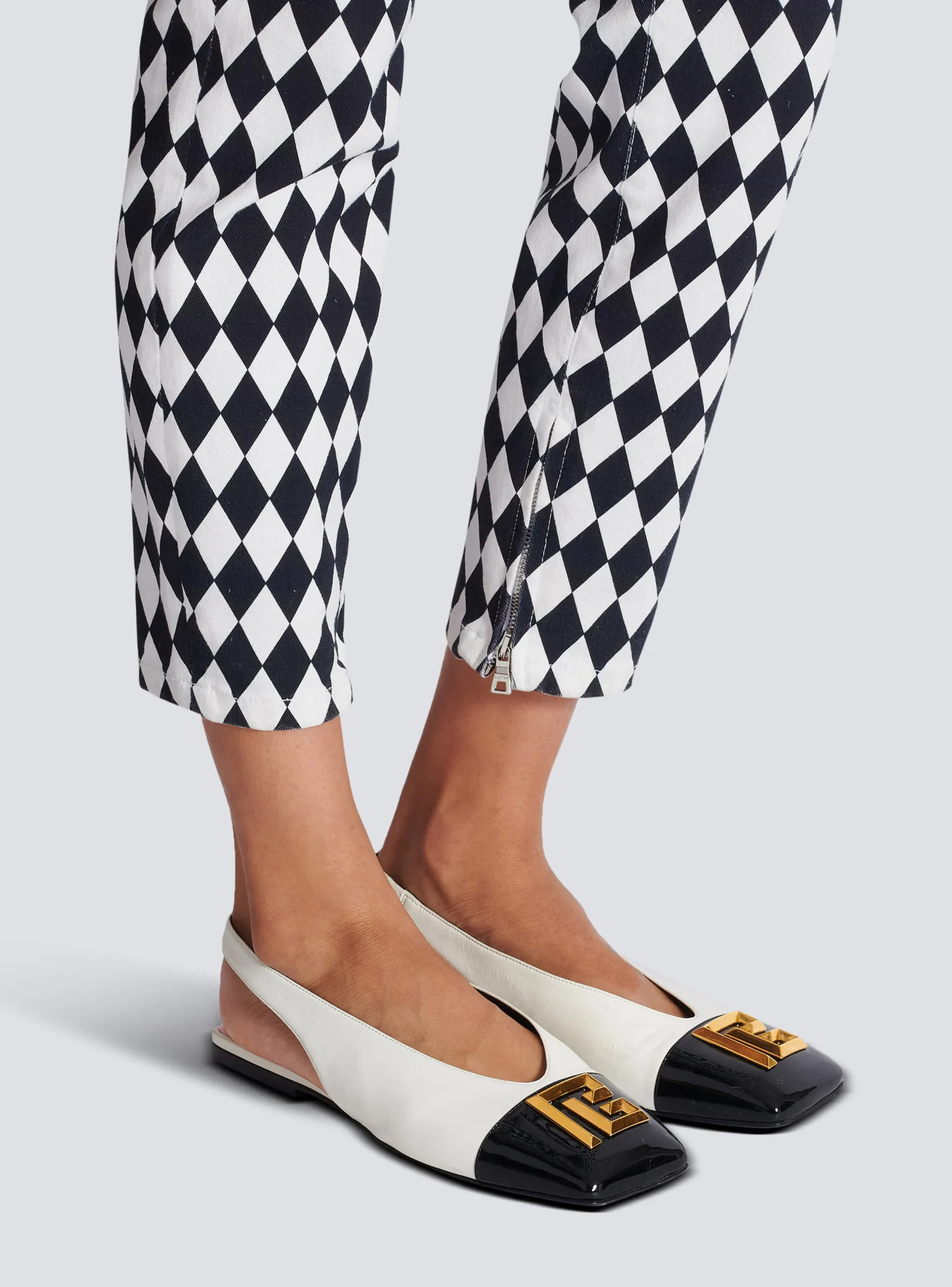 Flat Eden Slingbacks In Two-tone Leather-Balmain Store