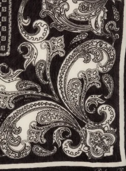 Floaty Scarf With Mini Monogram And Paisley Print-Balmain Store
