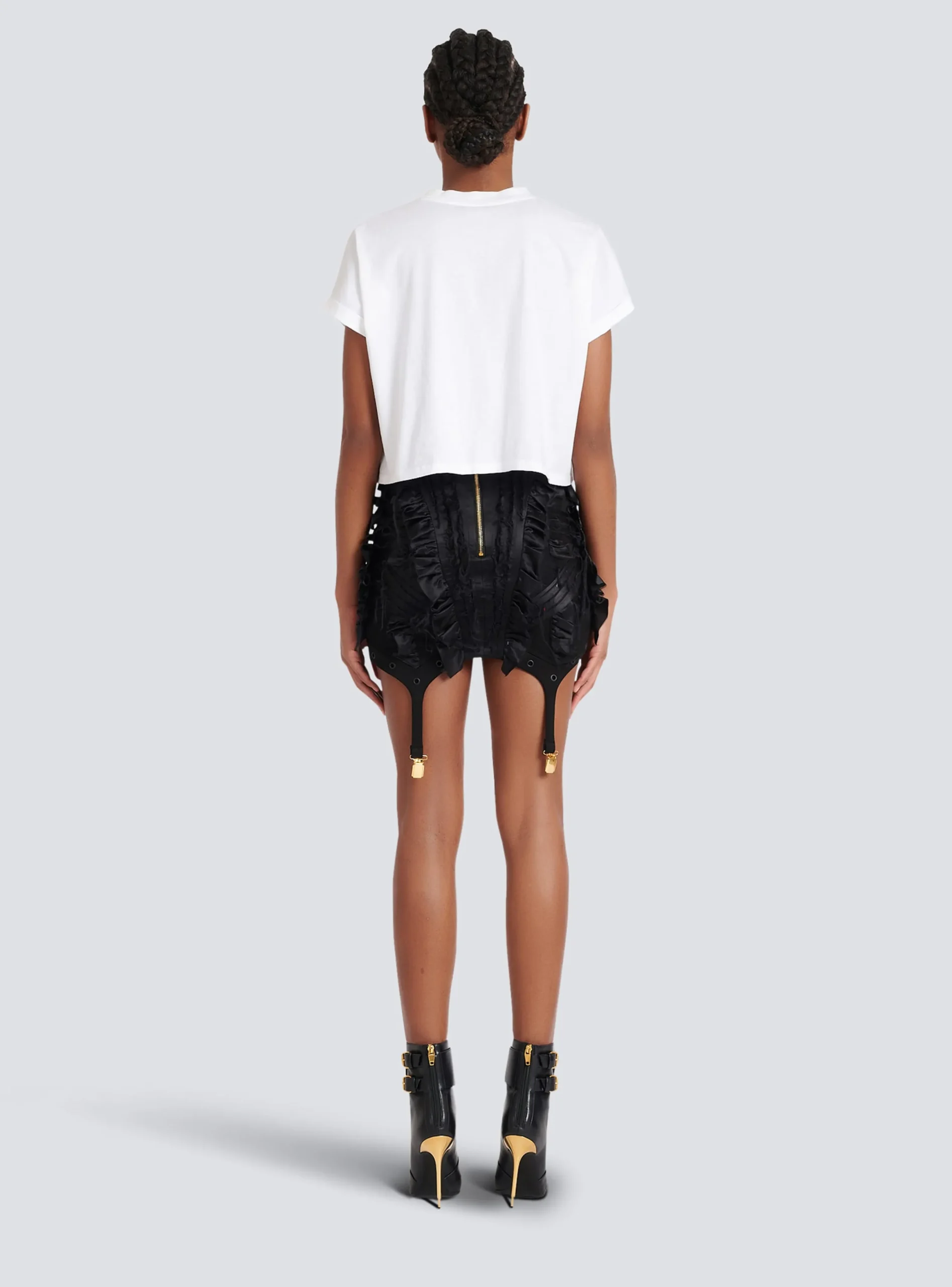 Flocked Paris Cropped T-Shirt-Balmain Cheap