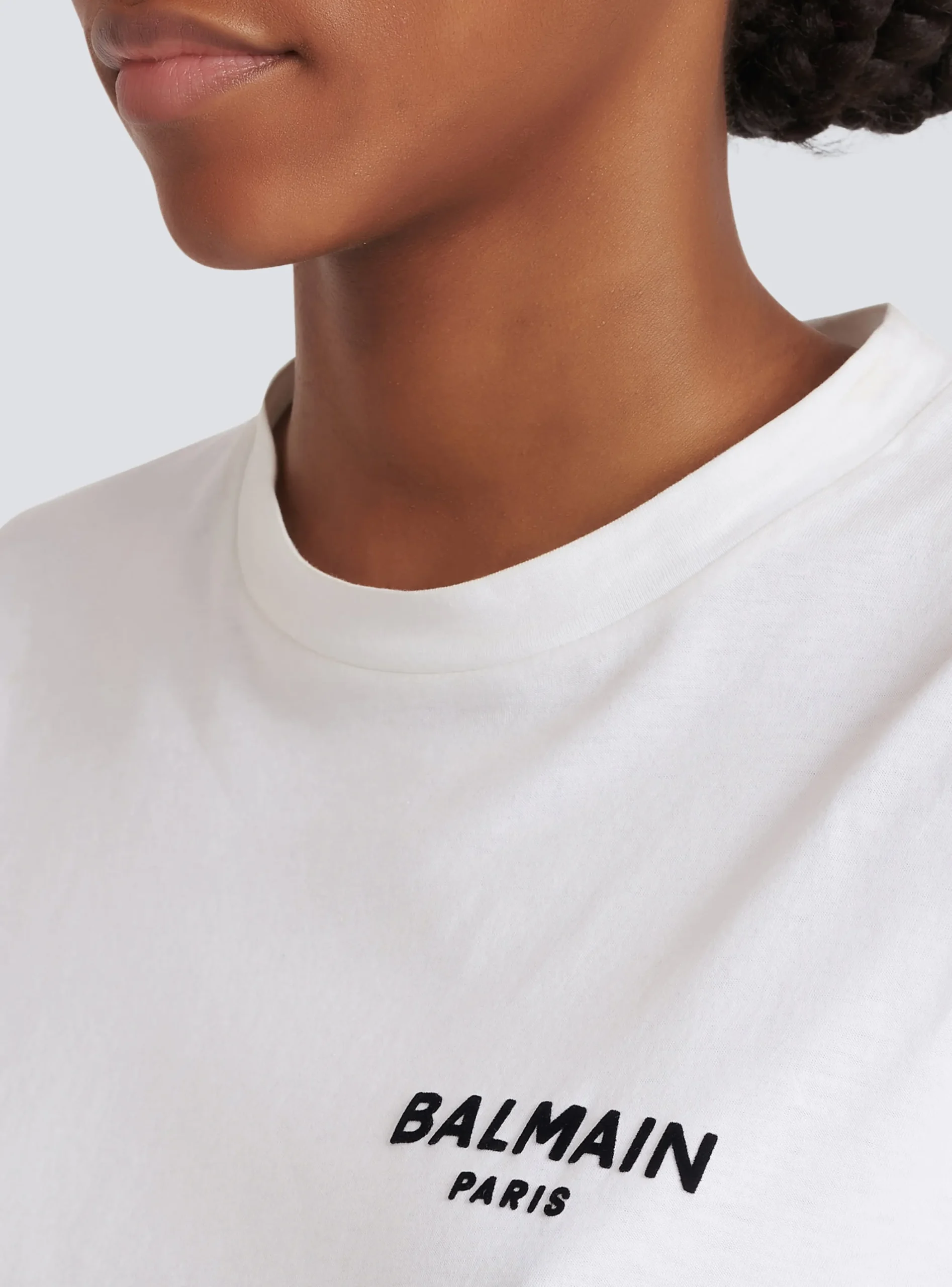 Flocked Paris Cropped T-Shirt-Balmain Cheap