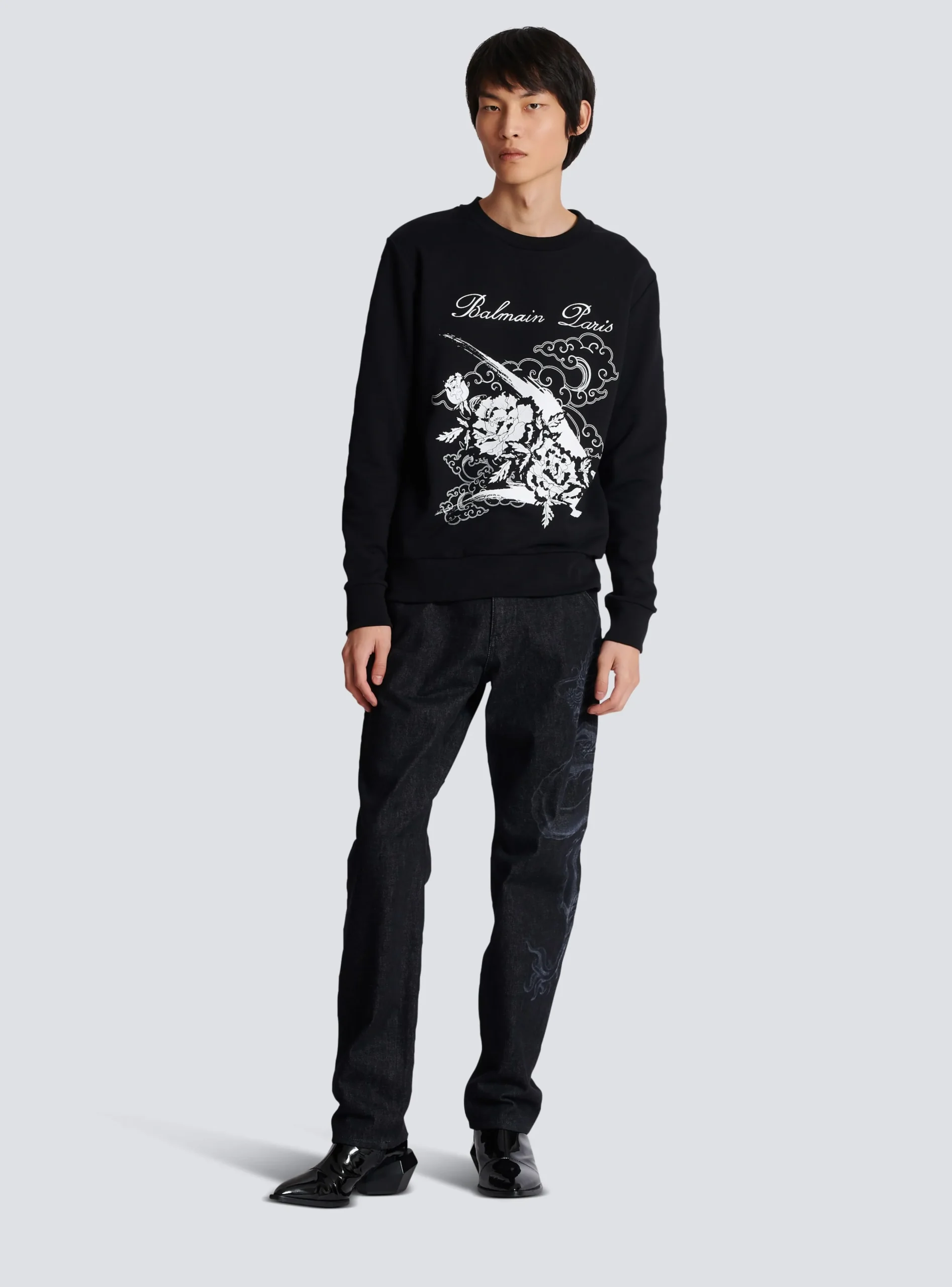 Flower Print Sweatshirt-Balmain Clearance