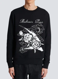 Flower Print Sweatshirt-Balmain Clearance
