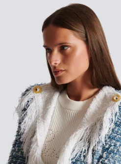 Fringed Denim Tweed Jacket-Balmain Sale