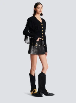 Fringed Fine Knit Cardigan-Balmain Shop