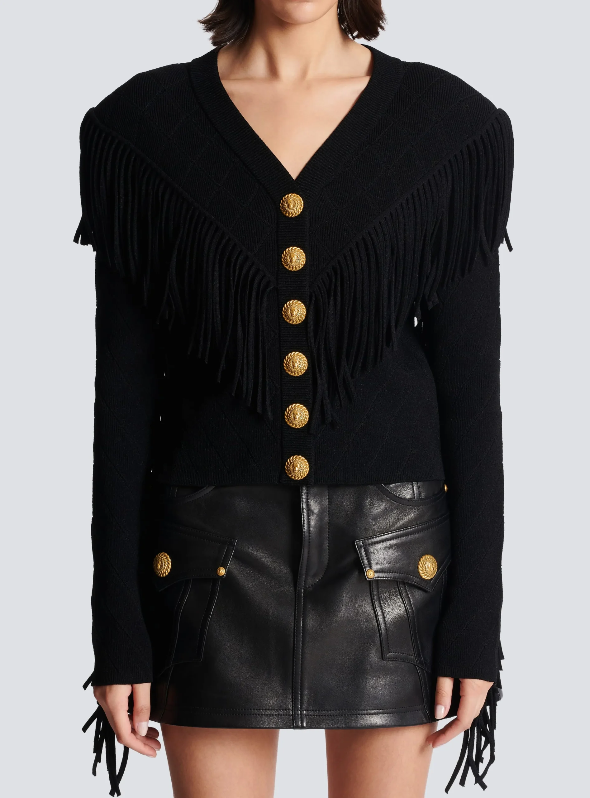 Fringed Fine Knit Cardigan-Balmain Shop